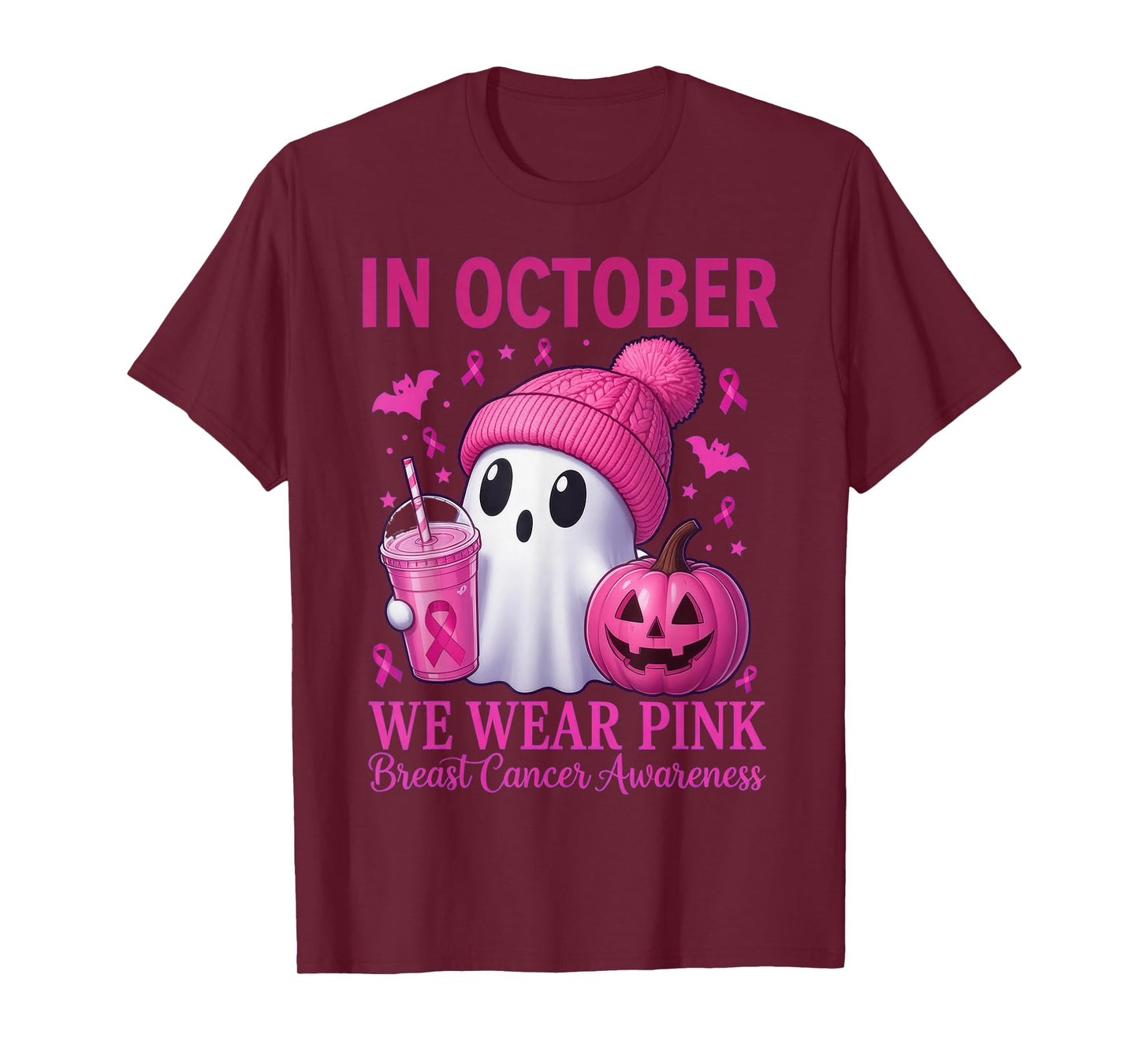 Breast Cancer Halloween Women in October We Wear Pink T-Shirt