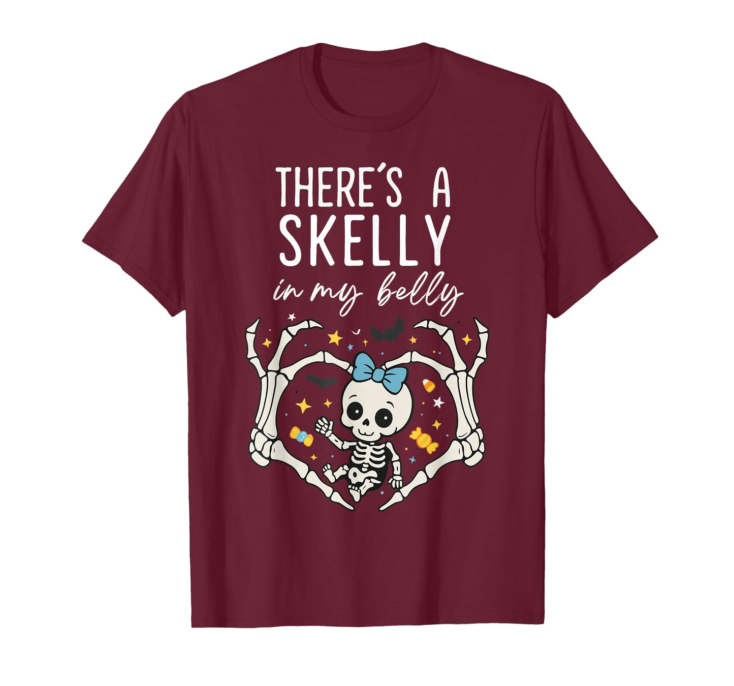 There’s Skelly in My Belly Funny Maternity Halloween Tee T-Shirt