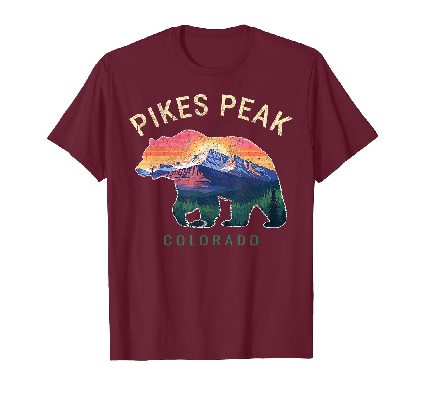 Colorado Pikes Peak Grizzly Bear Sunset Mountain Souvenir T-Shirt