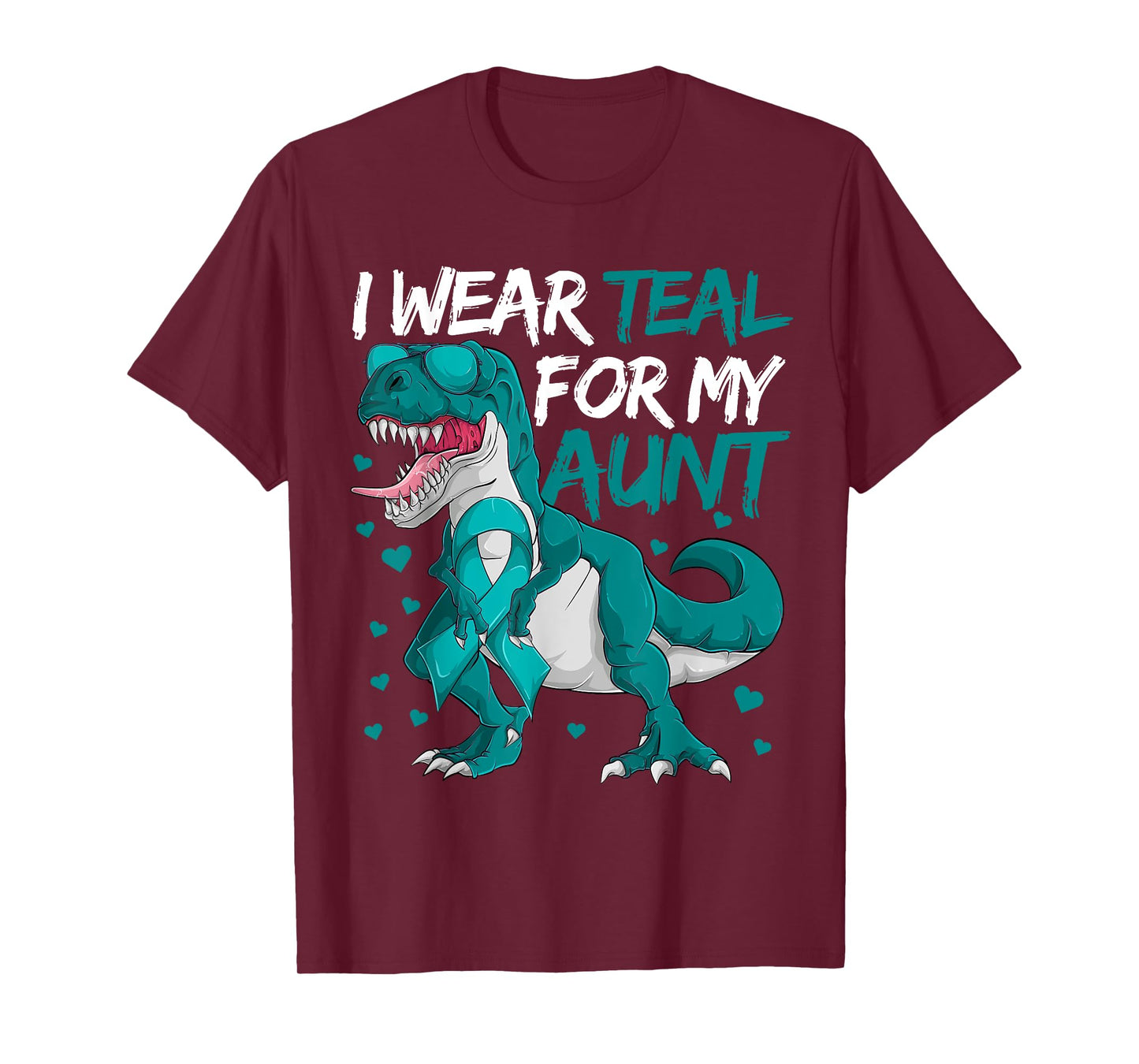 Ovarian Cancer Dinosaur Shirts, I Wear Teal For My Aunt Boys T-Shirt