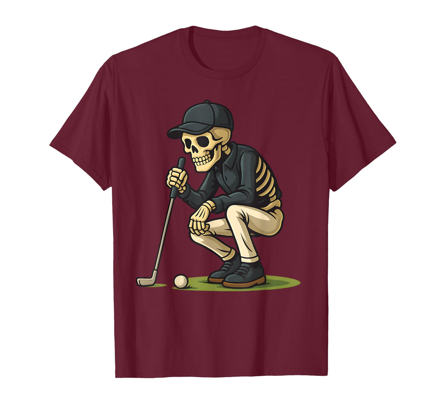 Skeleton Golf Halloween Golfer Golf Player Funny Men Dad T-Shirt