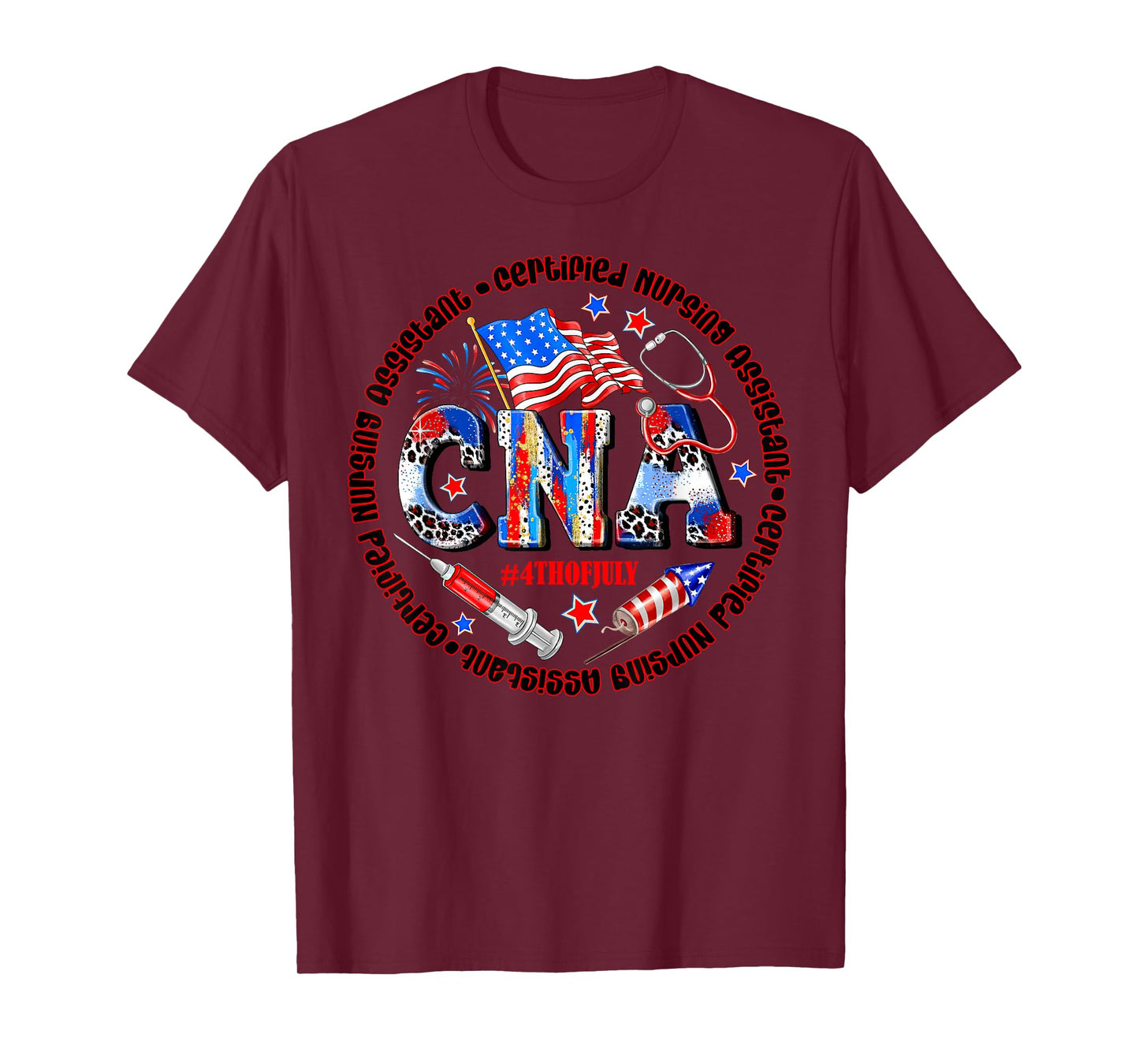 Retro CNA Certified Nursing Assistant US Flag 4th Of July T-Shirt