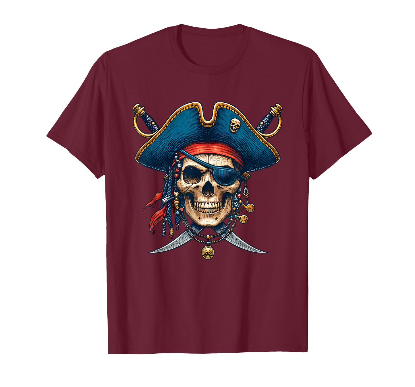 Pirate Skull Halloween Costume Men Women Boys Girls Teens T-Shirt