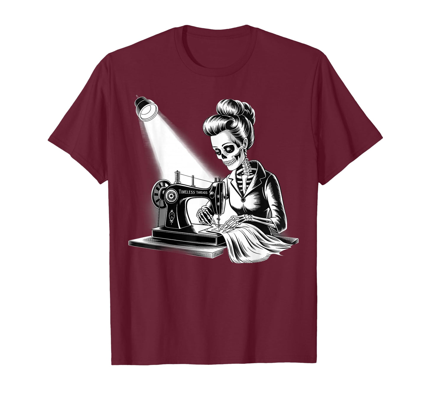 Timeless Threads Skeleton Seamstress Sewing Machine T-Shirt