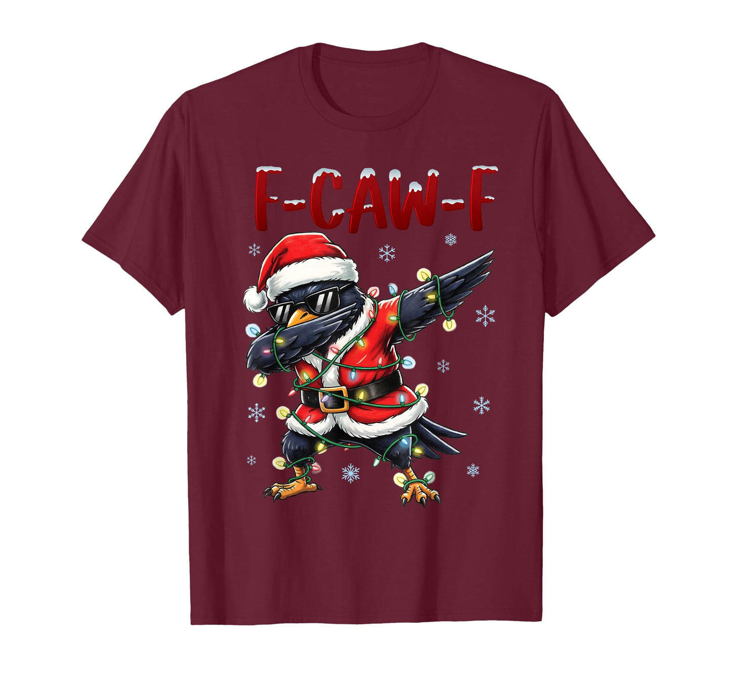F-Caw-F Santa Raven Dabbing Christmas Funny Black Crow Lover T-Shirt