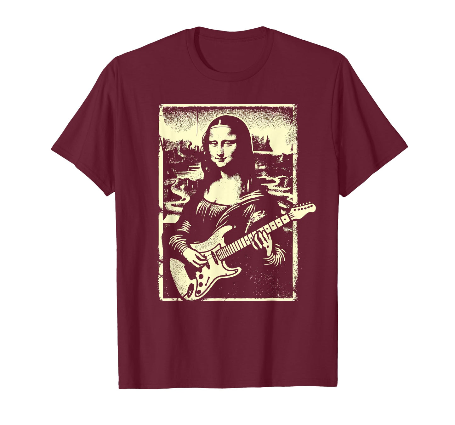 Mona Lisa Guitar Music Teacher Novelty Funny Electric Guitar Men Women Girls Kids T-Shirt
