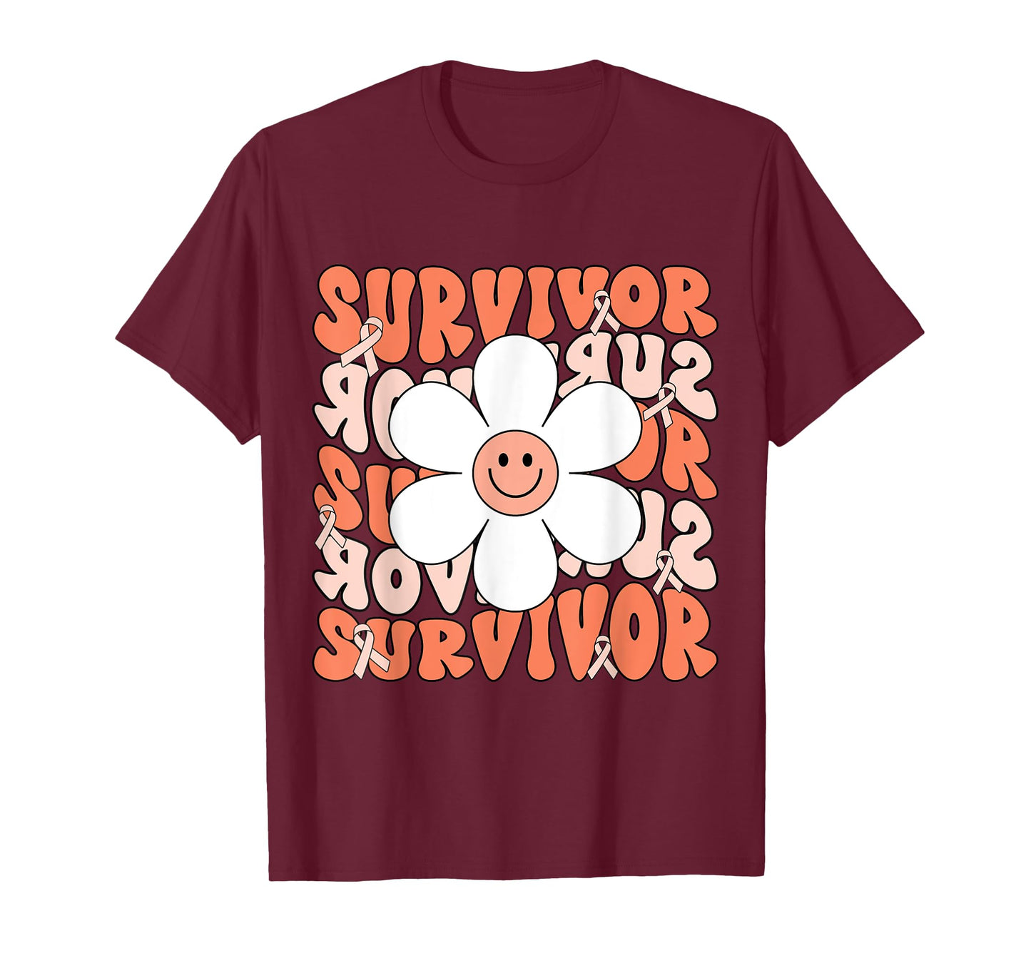Uterine Cancer Peach Ribbon Uterine Cancer Survivor T-Shirt