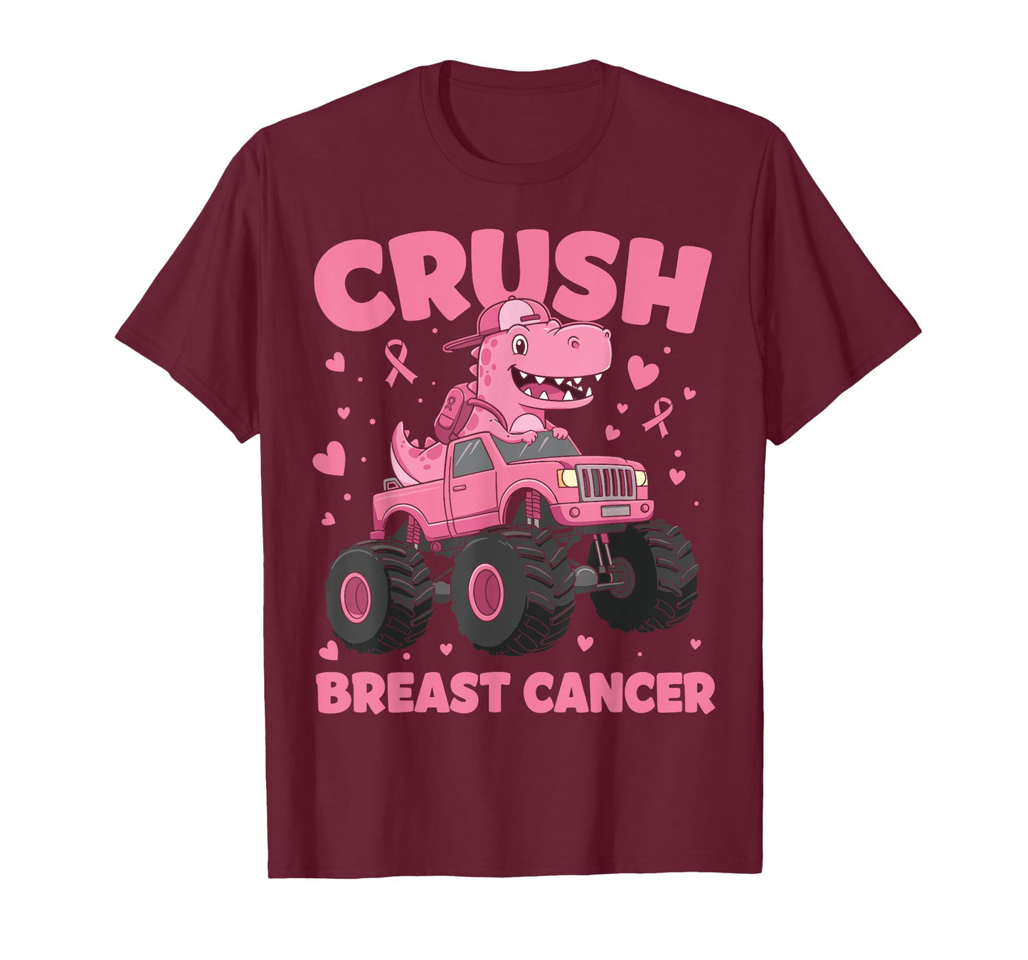 Crush Breast Cancer Awareness Monster Truck Toddler Boy Kids T-Shirt