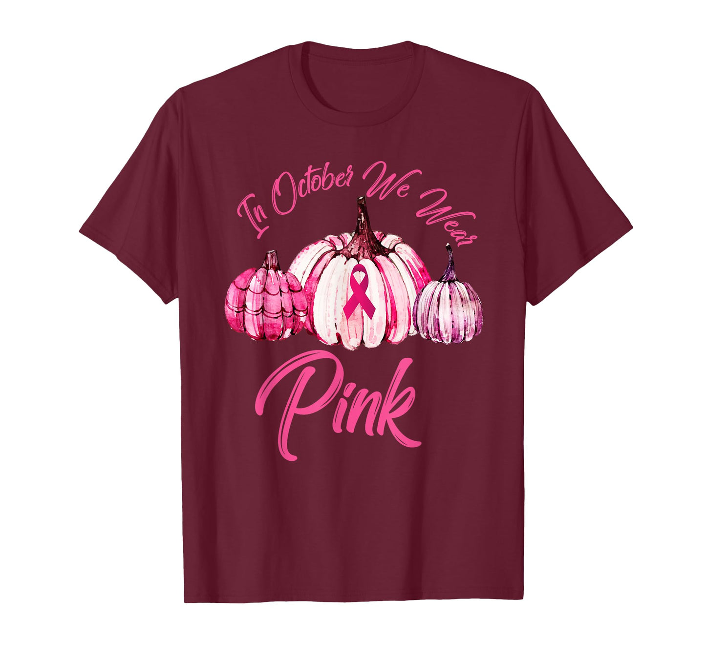In October We Wear Pink Pumpkin Breast Cancer Halloween T-Shirt
