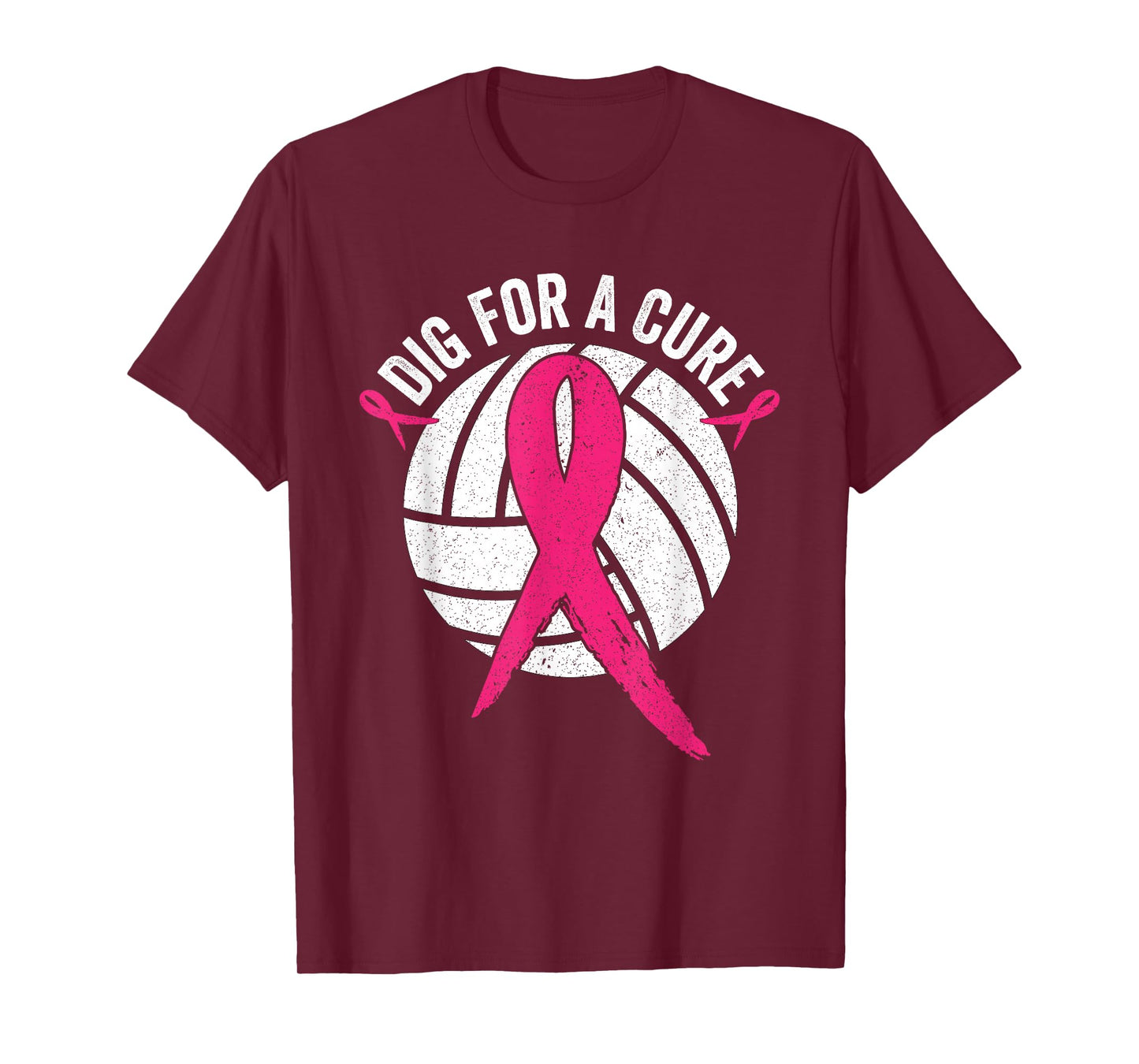Dig For Cure Ribbon Volleyball Breast Cancer Awareness Pink T-Shirt
