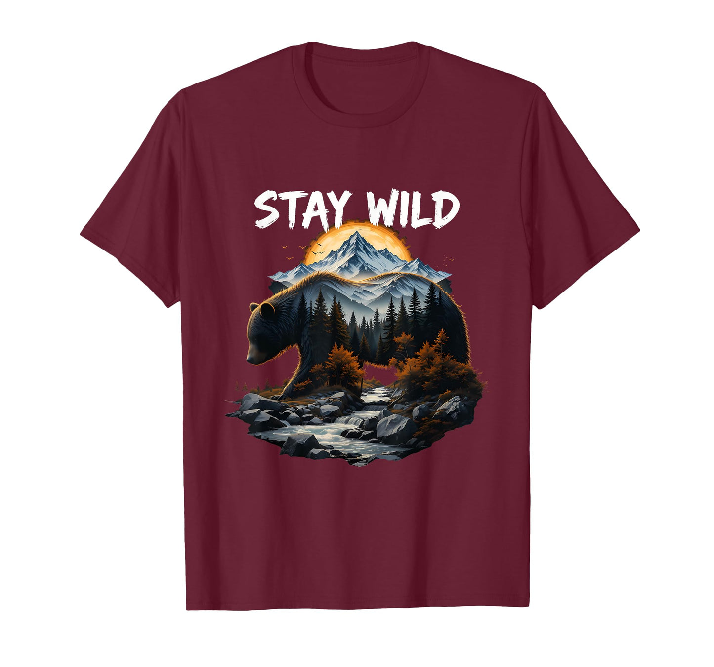 Nature Adventure Stay Wild Team Wilderness Bear Mountain T-Shirt