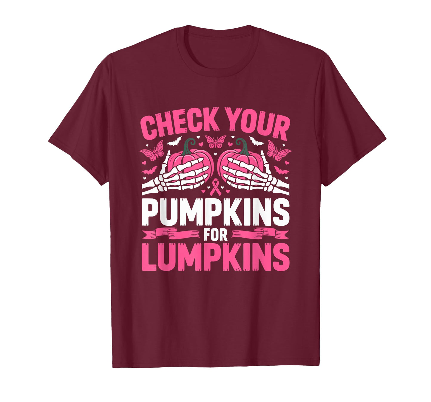 Check Your Pumpkins for Lumpkins Pink Awareness Halloween T-Shirt