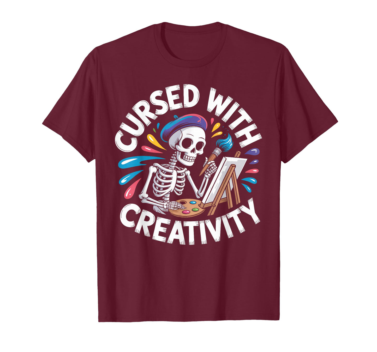 Cursed with Creativity Skeleton Painting T-Shirt