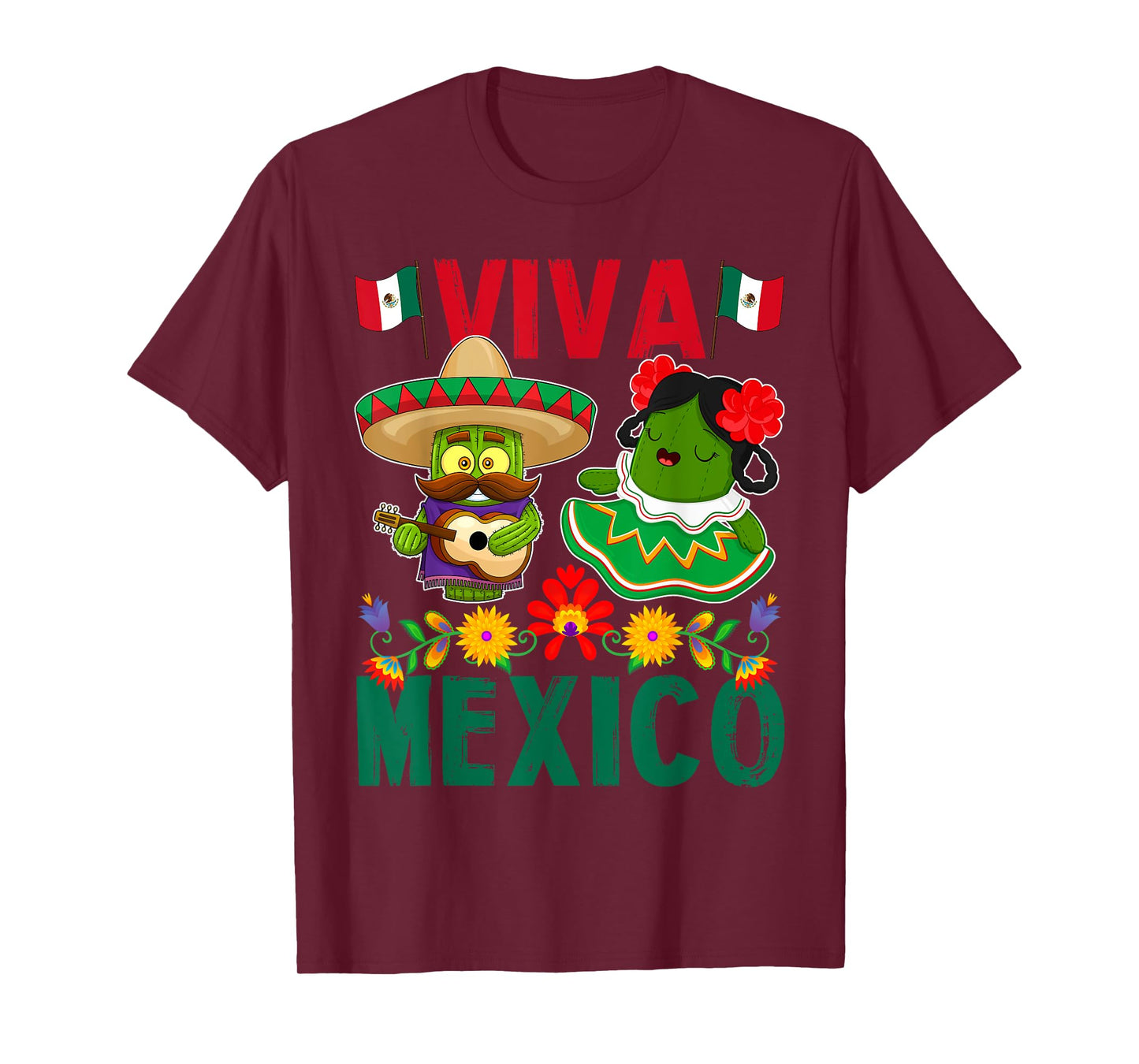 Viva Mexico Mexican Independence Day Mexican Flag Guitar T-Shirt