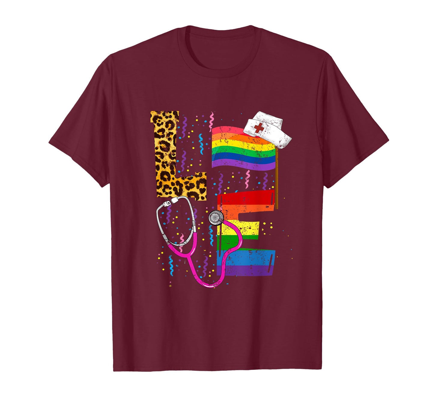 Rainbow Flag Love Nurse RN Scrub Top LGBT Pride Month Gay T-Shirt