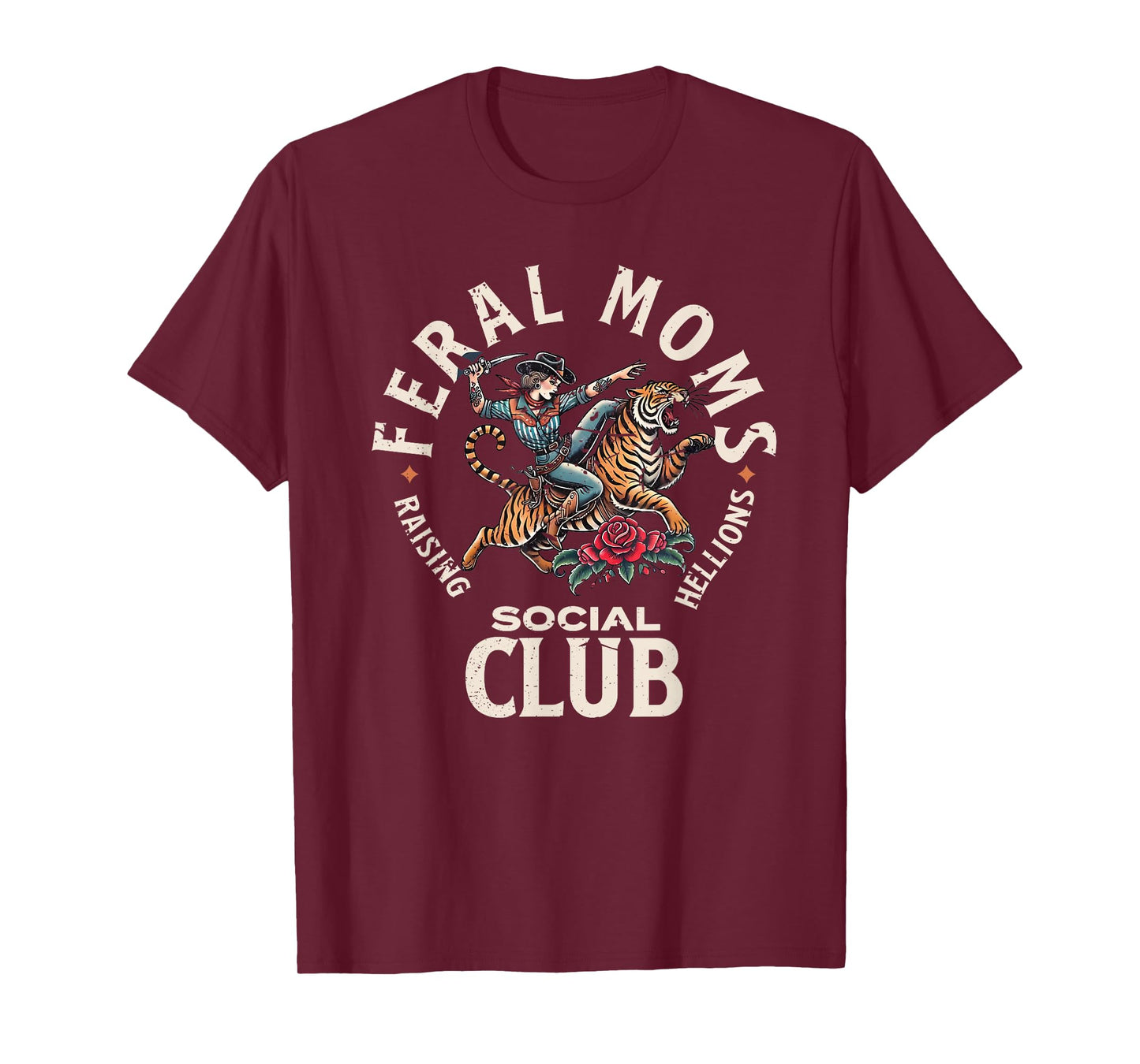 Retro Funny Feral Moms Social Club Sarcastic Saying Mothers T-Shirt