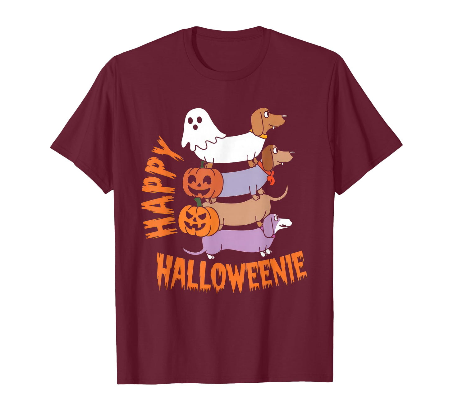Happy Halloweenie Tshirt Women Men Wiener Monster Party T-Shirt