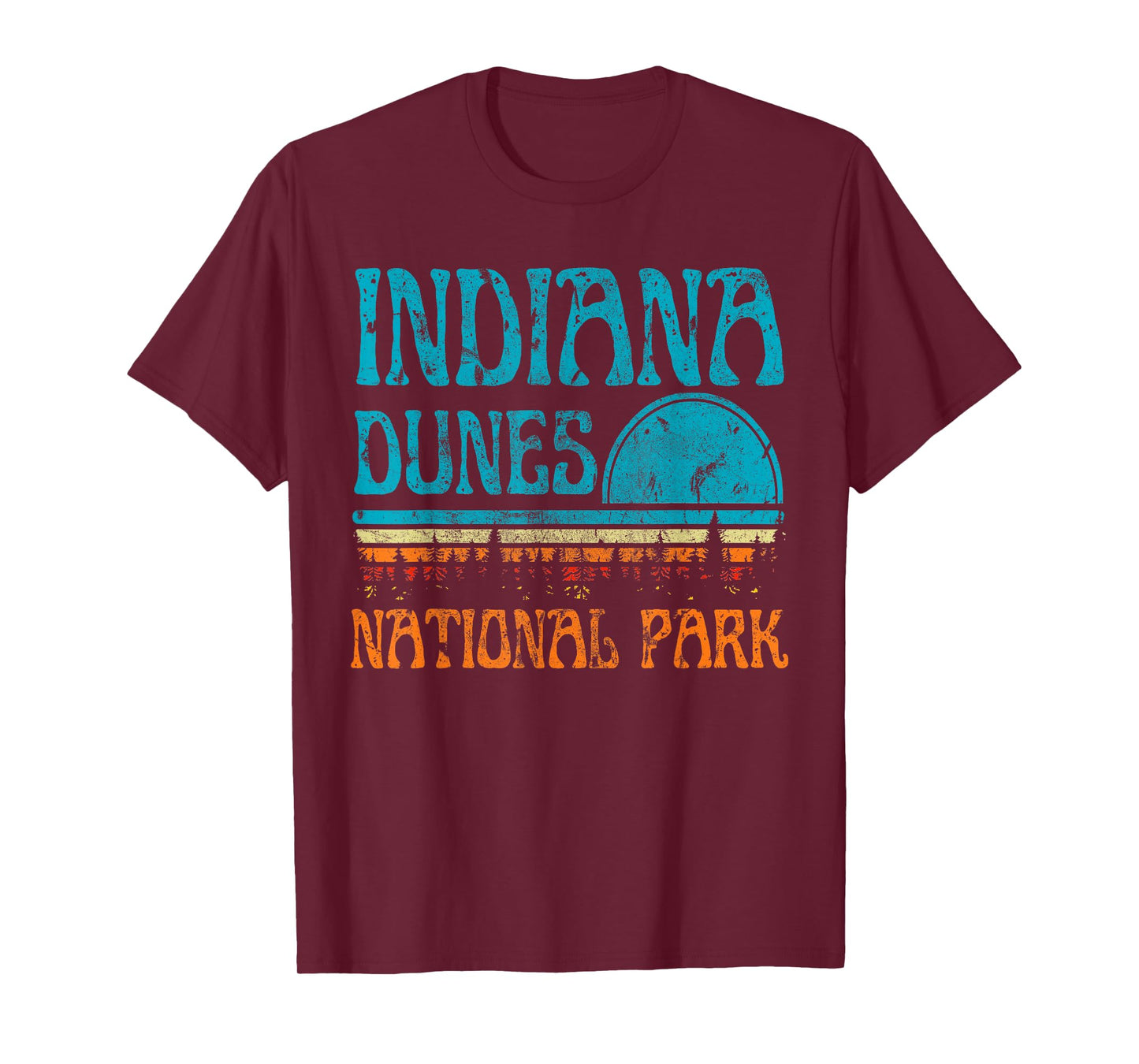 Indiana Dunes National Park Lake Michigan Retro Sunset T-Shirt