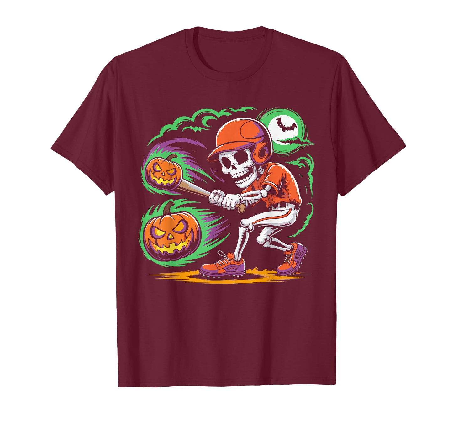 Spooky Season Skeleton Baseball Player Halloween Batter T-Shirt