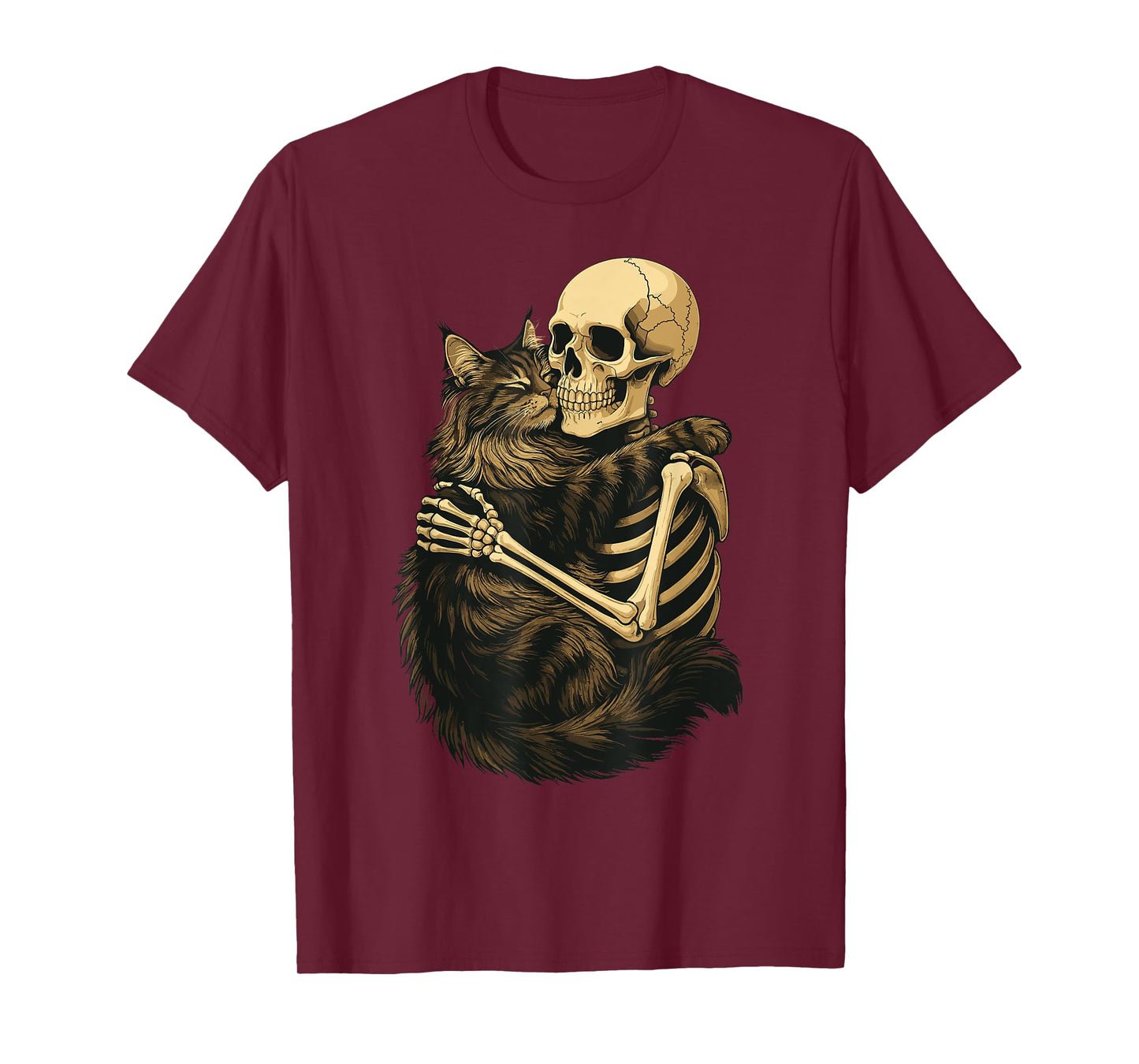 Skeleton Hugging Maine Coon T-Shirt