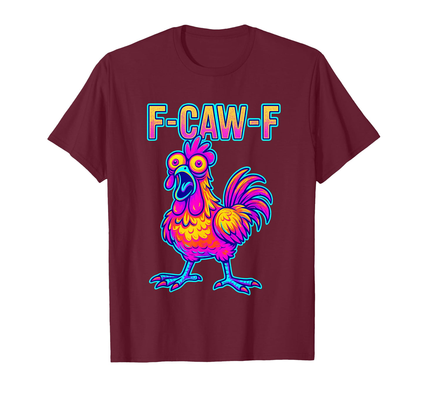 F CAW F Text Psychedelic Bird T-Shirt