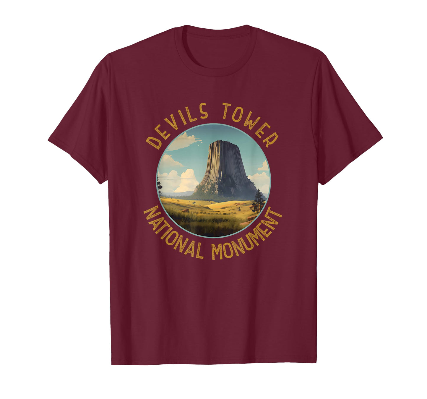 Devils Tower National Monument Distressed Circle T-Shirt