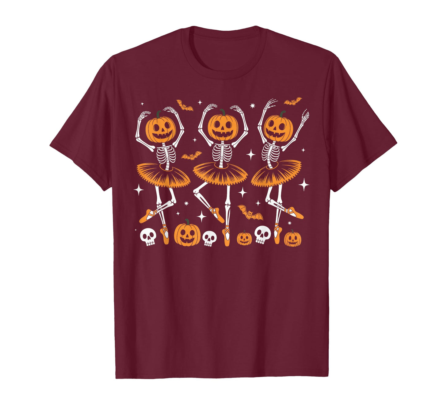 Ballet Pumpkin Skeleton Scary Halloween Men Women Boys Girl T-Shirt