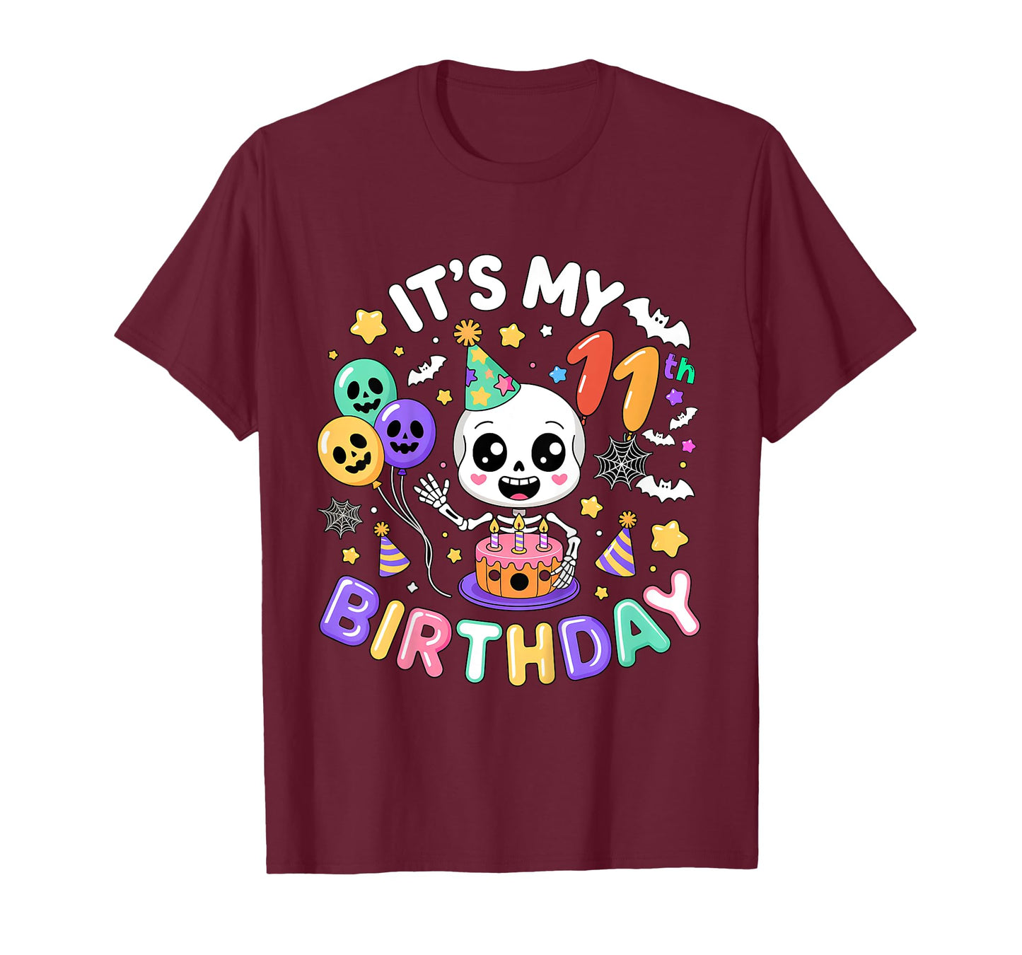 Bruh Its My 11th Birthday Skeleton Halloween Boy Girl T-Shirt