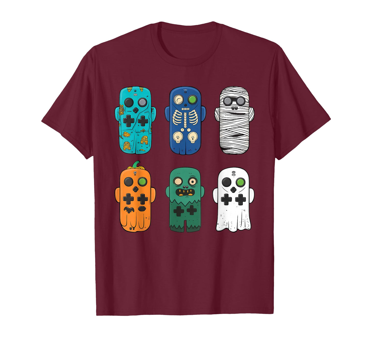 Halloween Skeleton Zombie Gaming Controllers Mummy Boys Kids T-Shirt