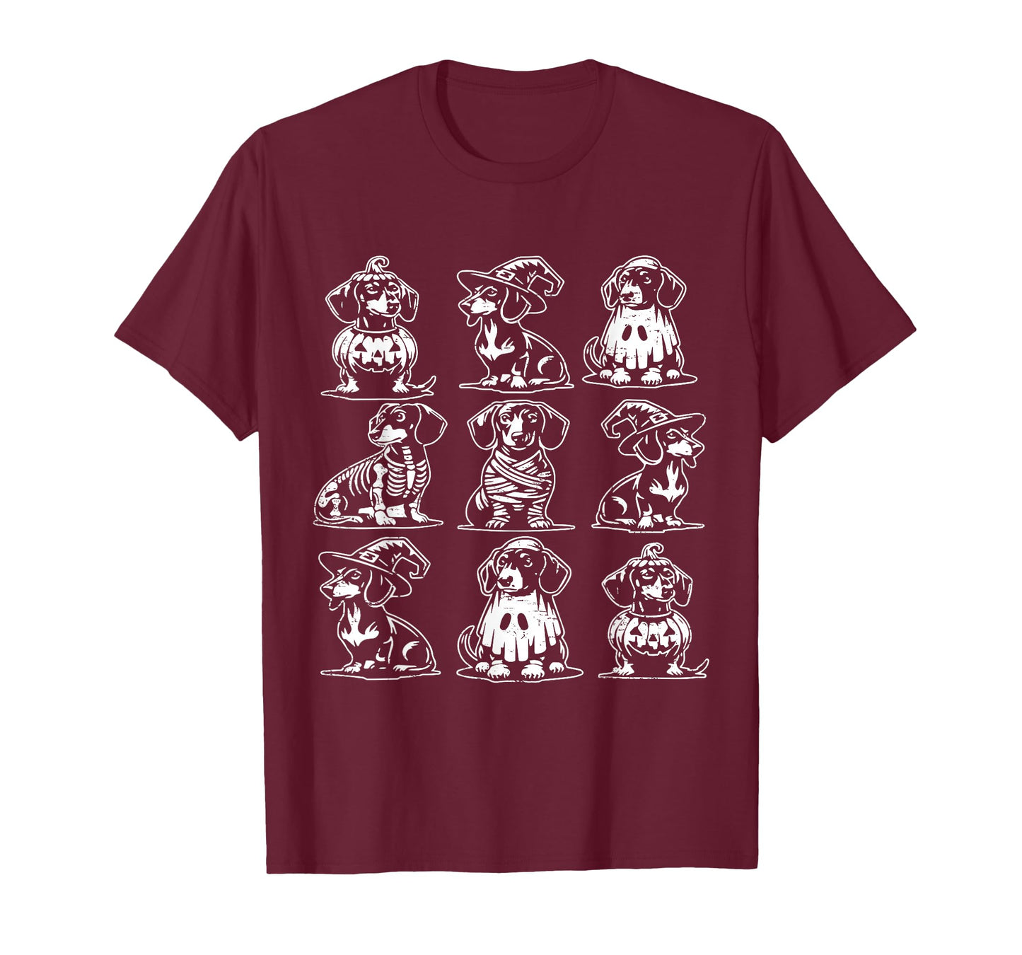 Funny Dachshund Halloween Pumpkin Weenie Dog Skeleton Ghost T-Shirt