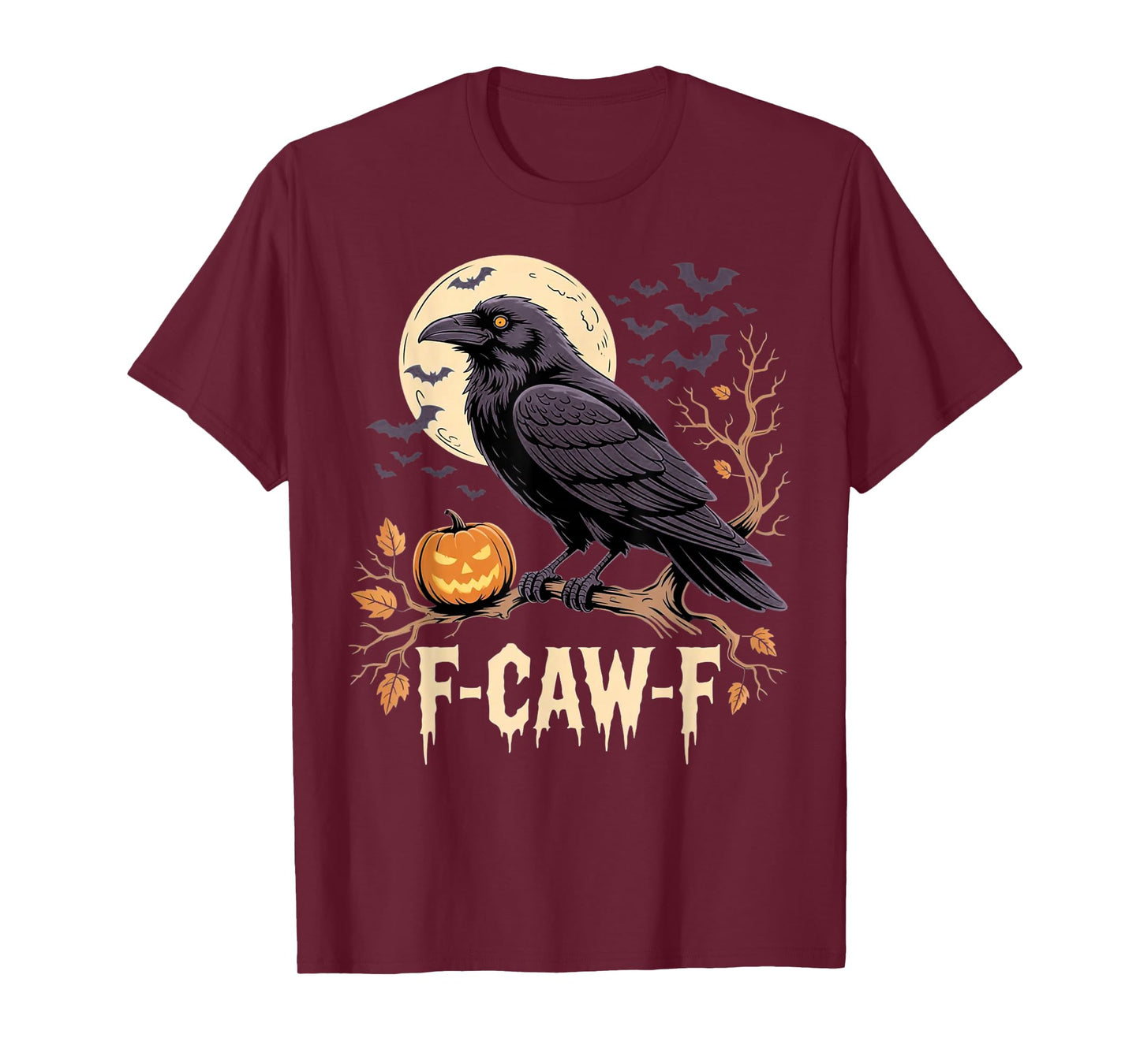 F-CAW-F Crow Witchy Raven, Moon Pumpkin Spooky Halloween T-Shirt