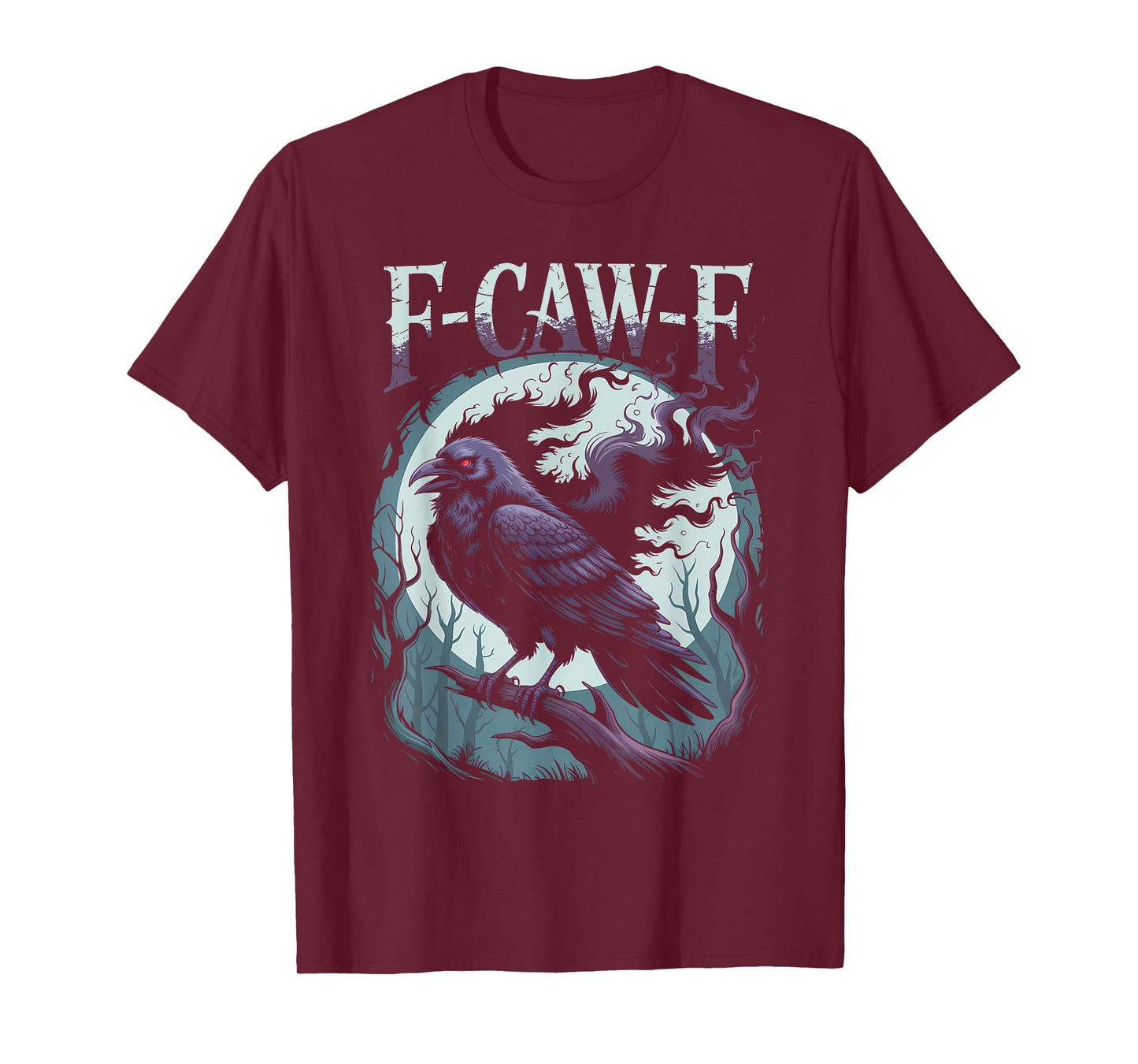 Funny F-Caw-F Crow Gothic Moon Humor Halloween T-Shirt