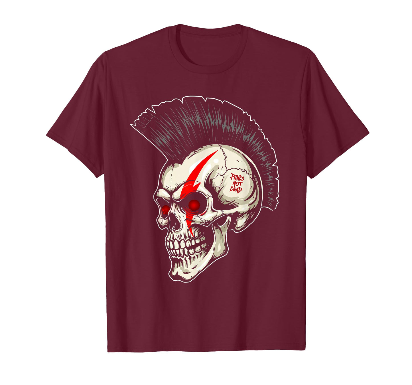 Skull Punk Mohawk Rock Metal Skeleton Musician Concert T-Shirt