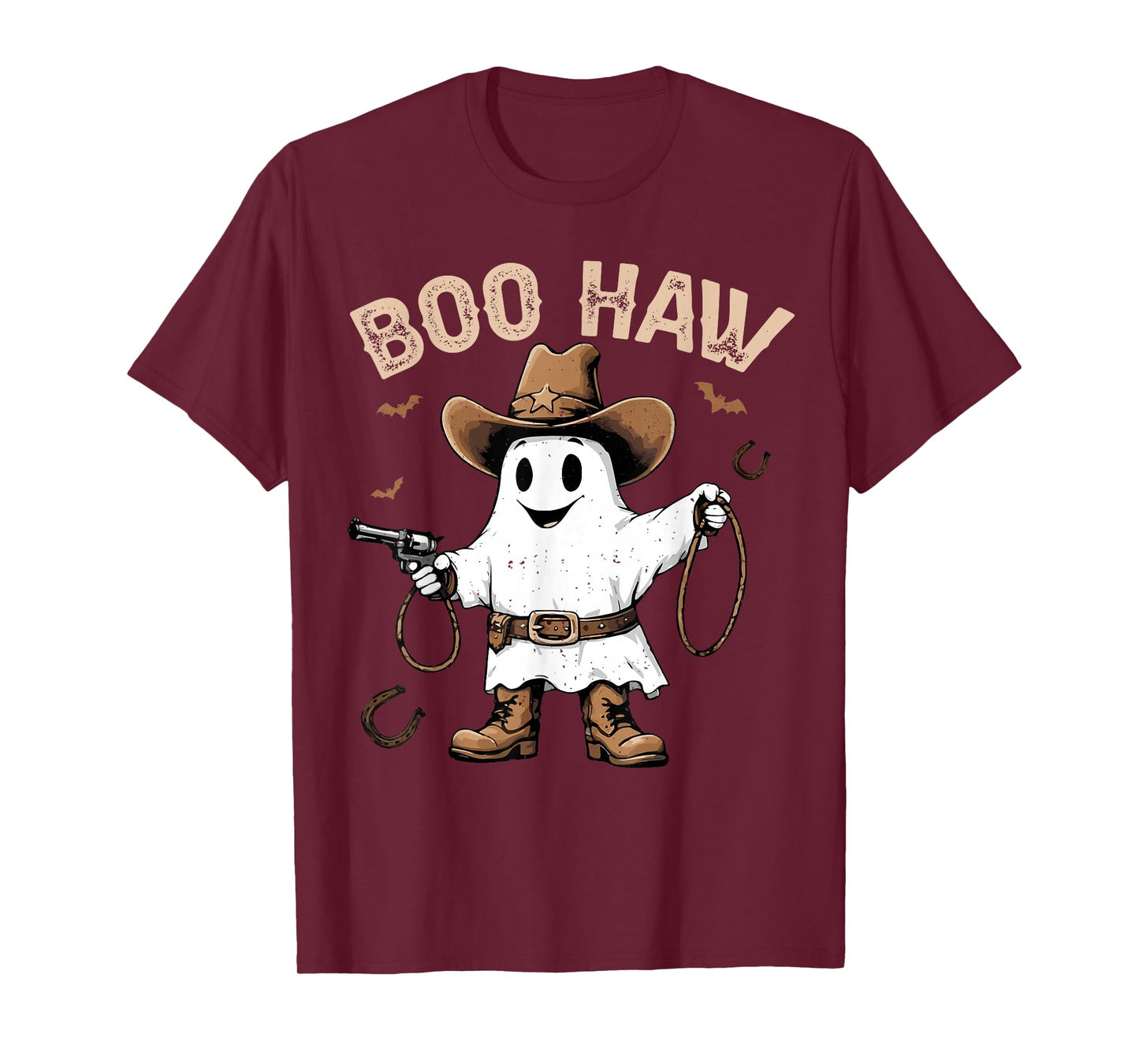 Boo Haw Ghost Cowboy Funny Spooky Season Halloween Boys Kids T-Shirt