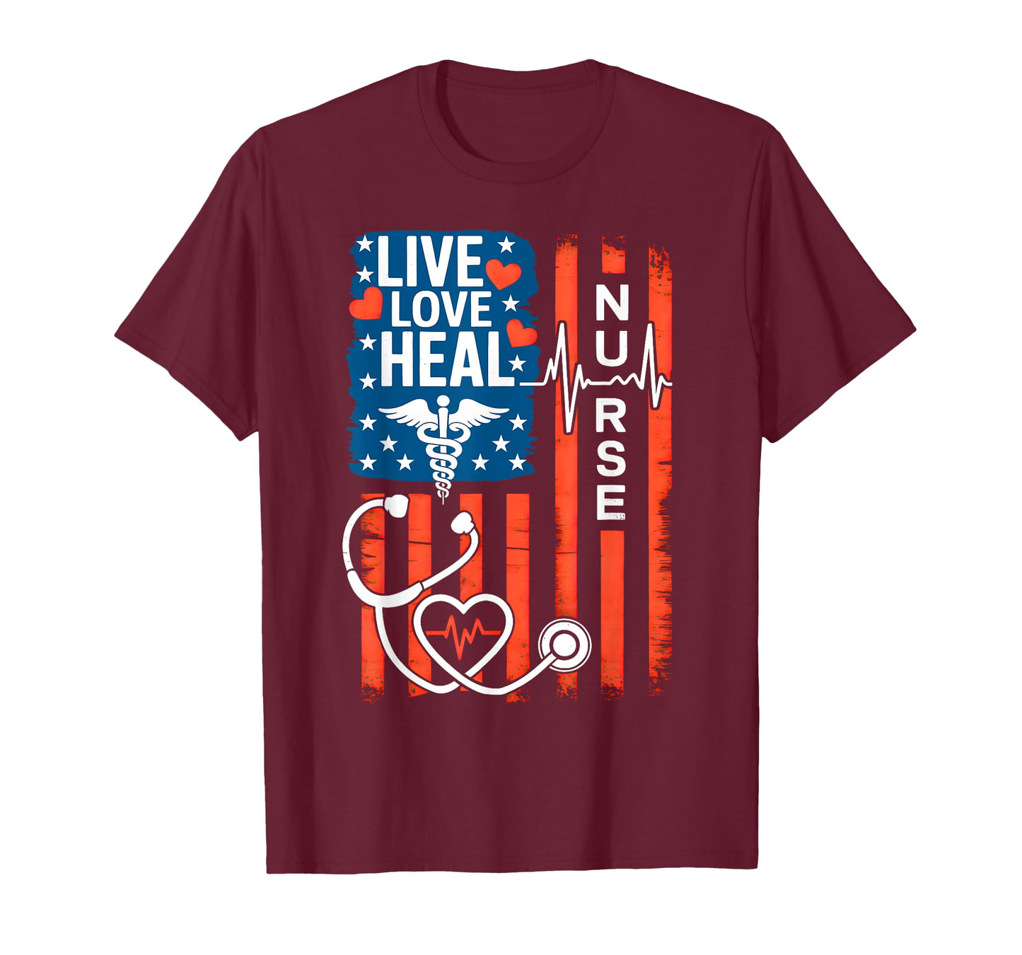 American Flag Nurse Day Patriotic 4th Of July Nurse's Day T-Shirt