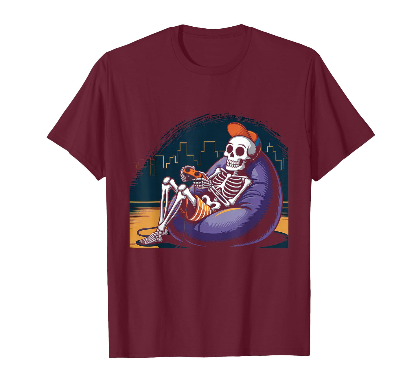Halloween Skeleton Video Gaming Gamer Boys Youths Men Teens T-Shirt