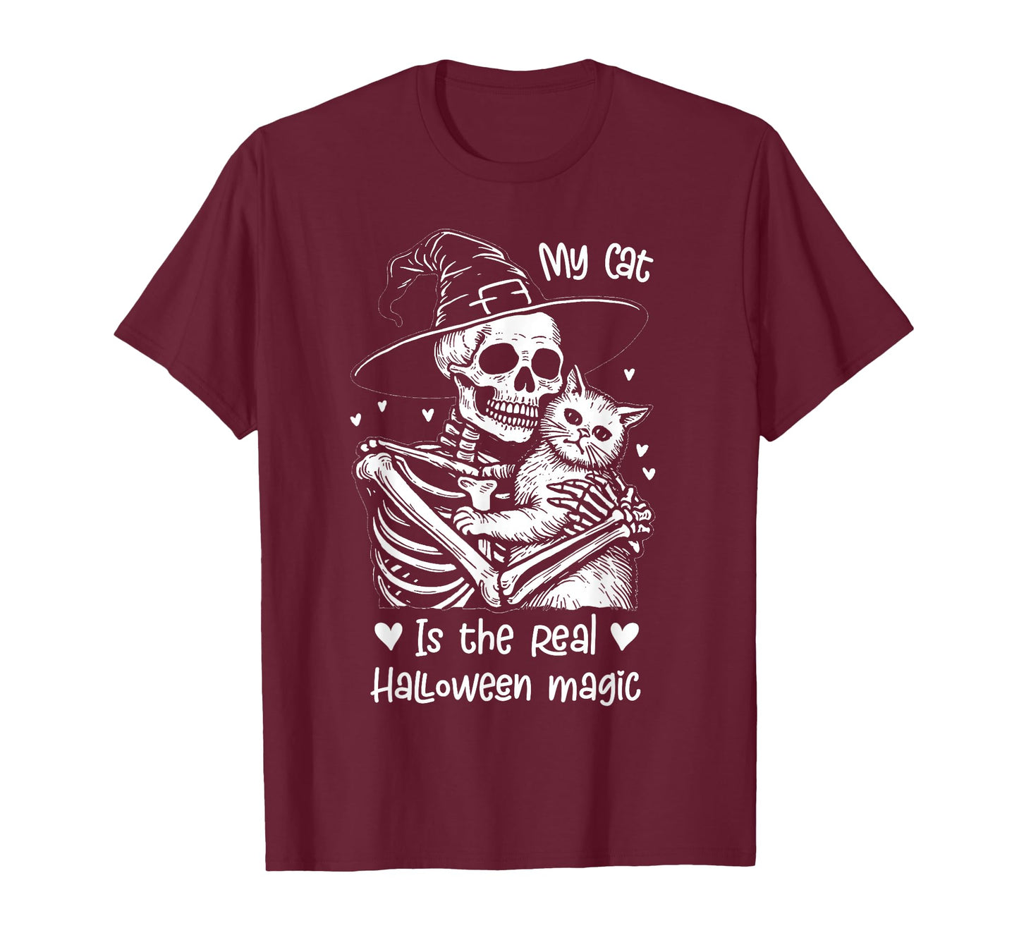 My cat is The Real Halloween Magic Funny Skeleton Witch Hat T-Shirt