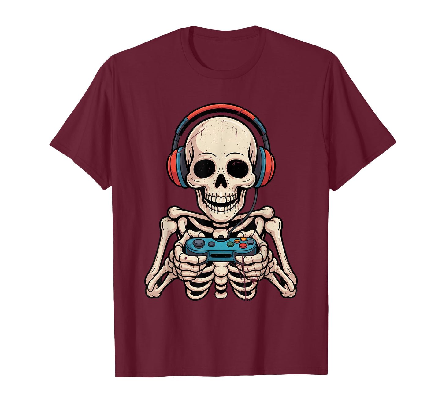 Skeleton Gamer Headphone Funny Halloween Gaming Boys Kids T-Shirt