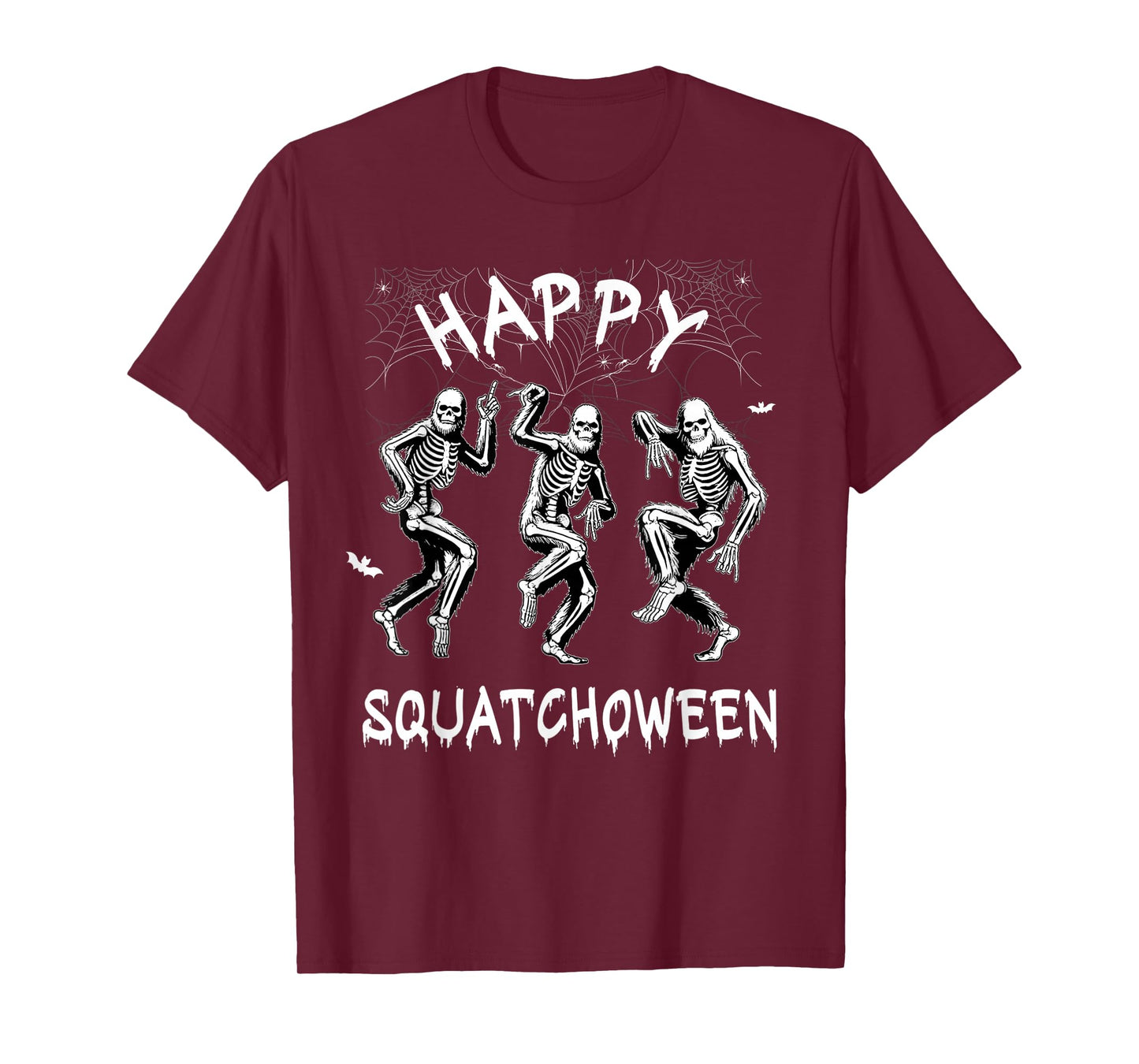 Happy Squatchoween Funny Dancing Bigfoot Skeleton Halloween T-Shirt