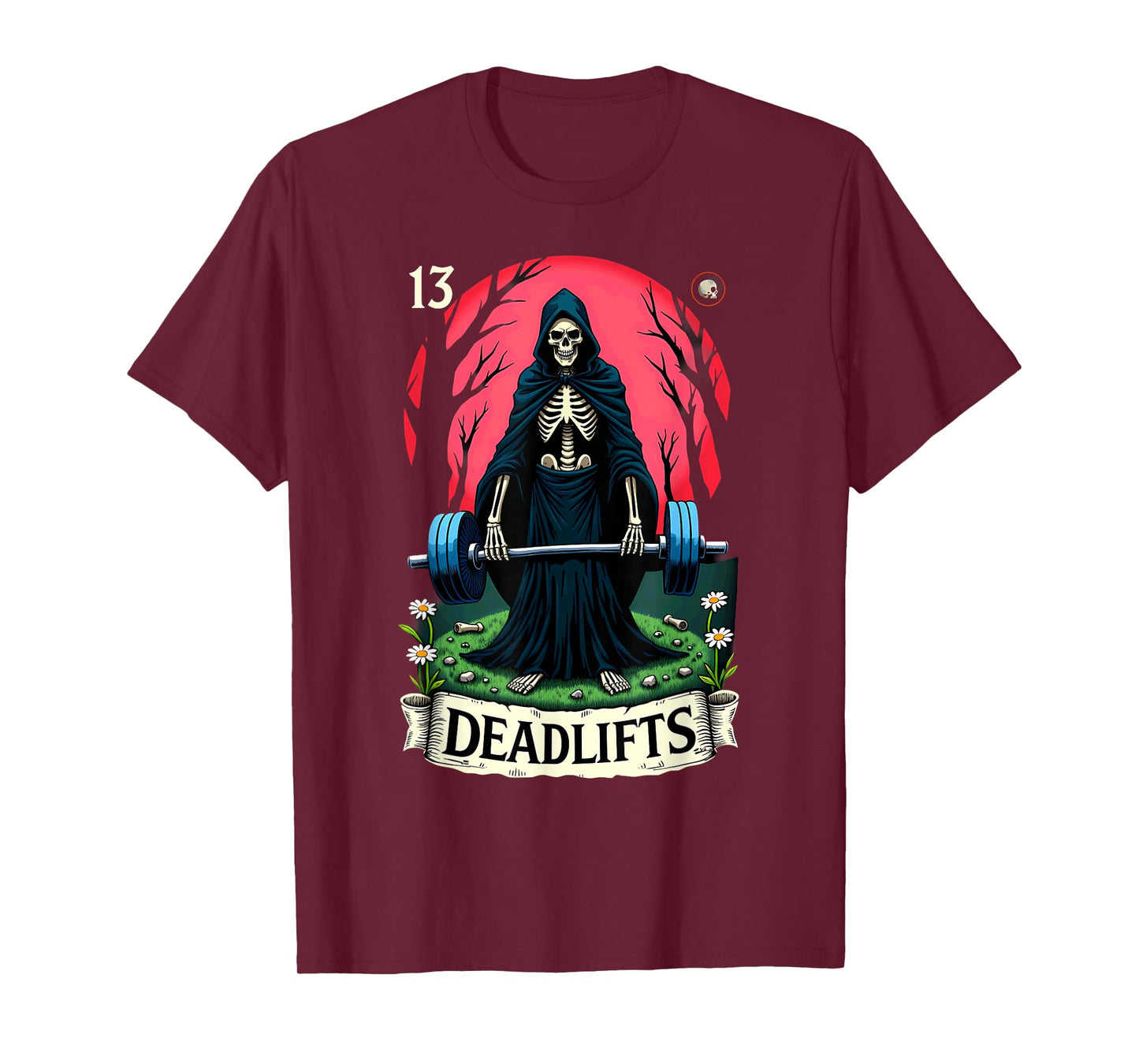 Gothic Tarot Card Skeleton Deadlifts Weightlifiting T-Shirt