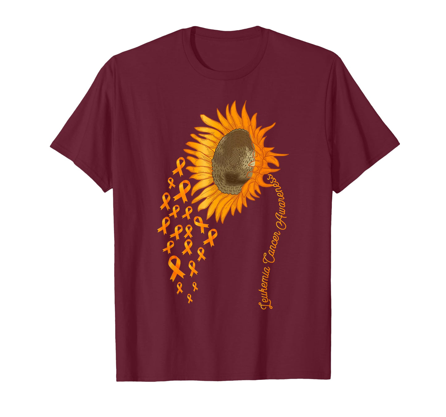 Leukemia Cancer Awareness Sunflower Orange Ribbon T-Shirt