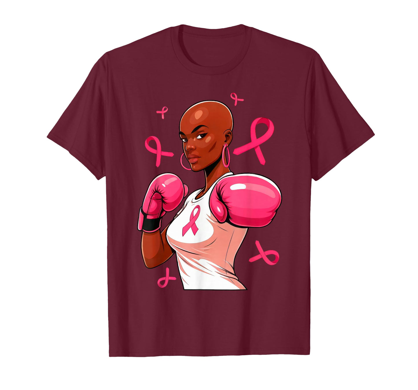 Black Women Fight Breast Cancer Awareness Pink Ribbon T-Shirt
