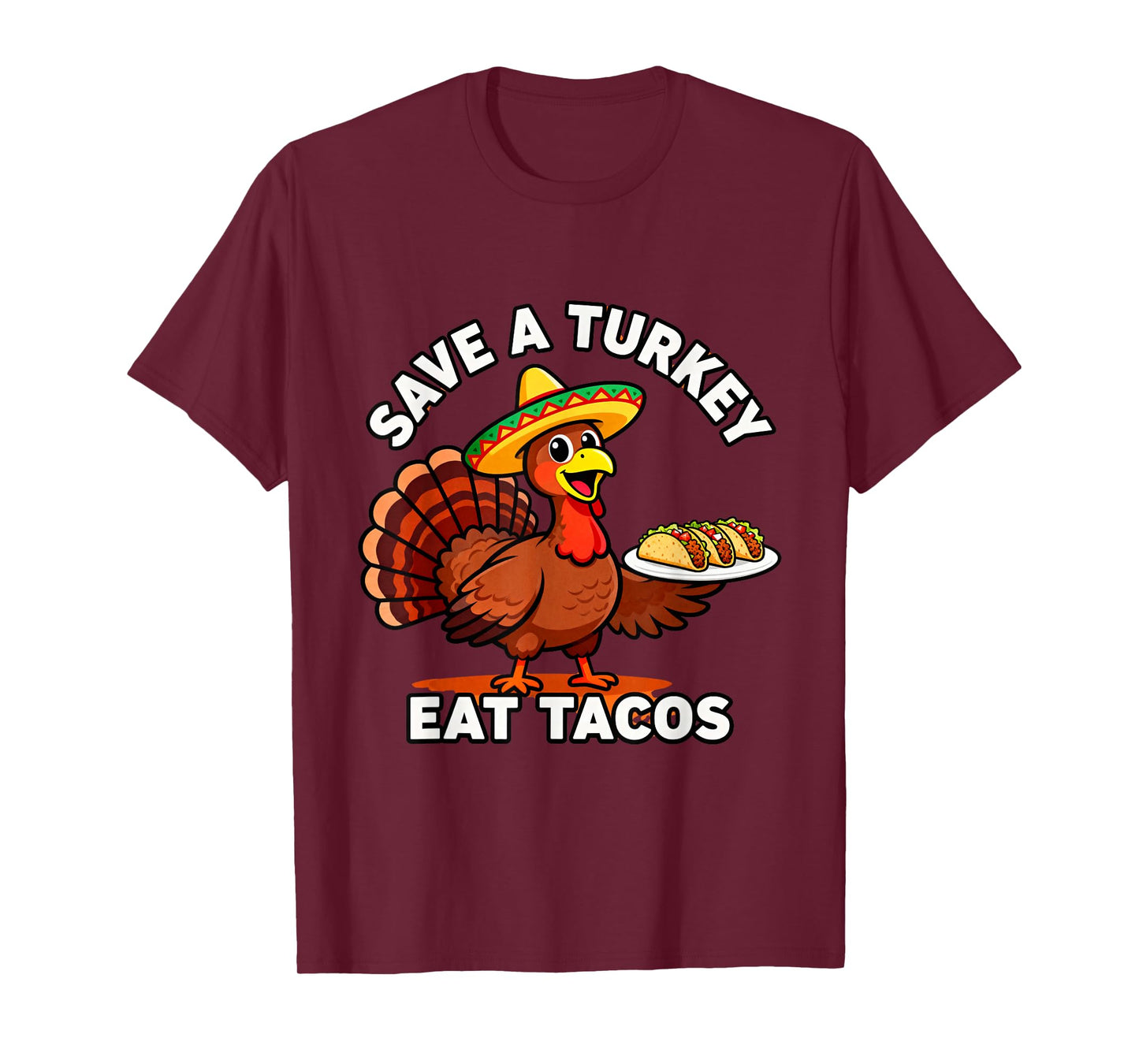 Thanksgiving Turkey in Sombrero with Tacos Funny Holiday Des T-Shirt