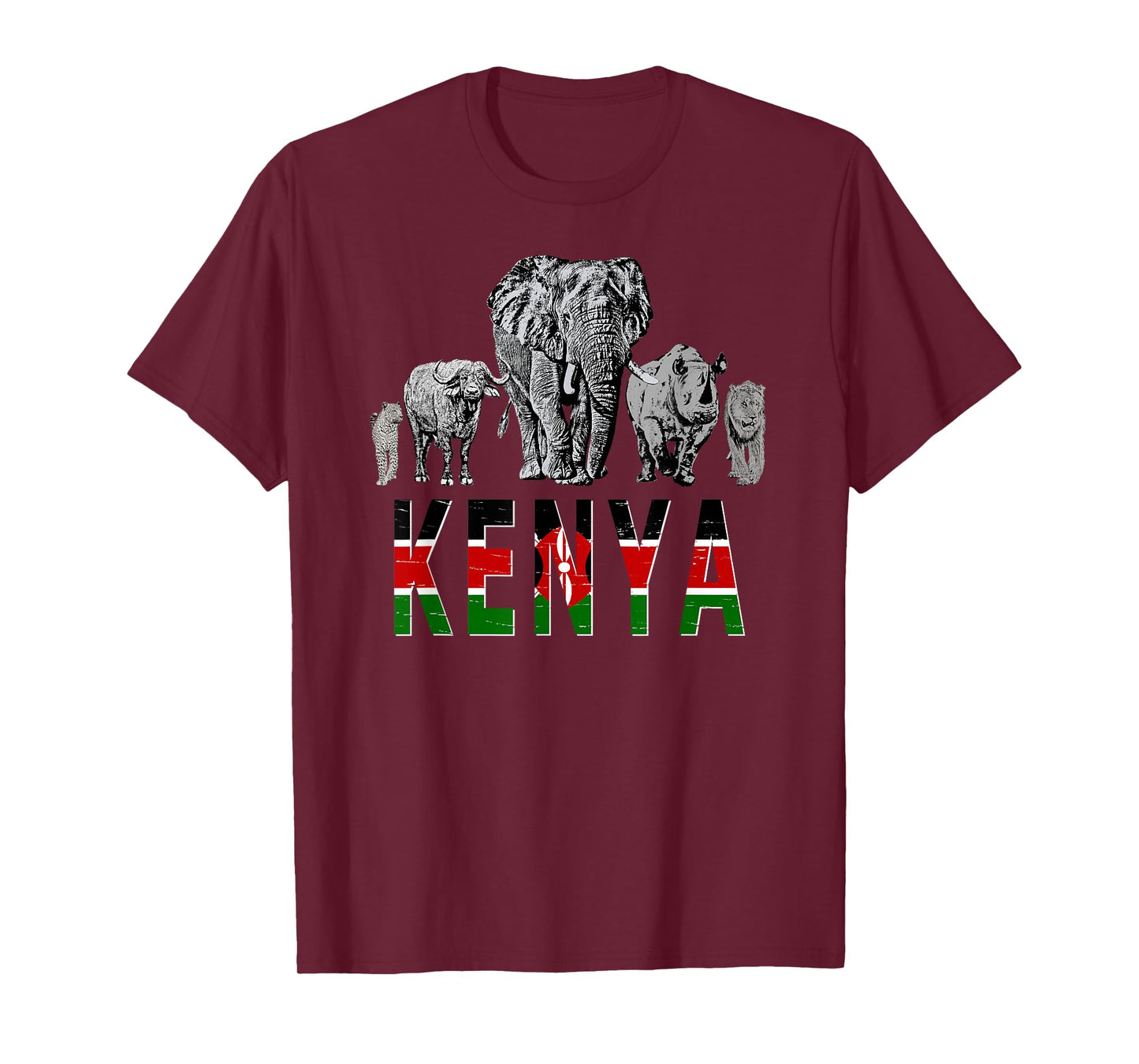 Big Five Kenya Pride Wildlife Artwork for Kenya Fans T-Shirt