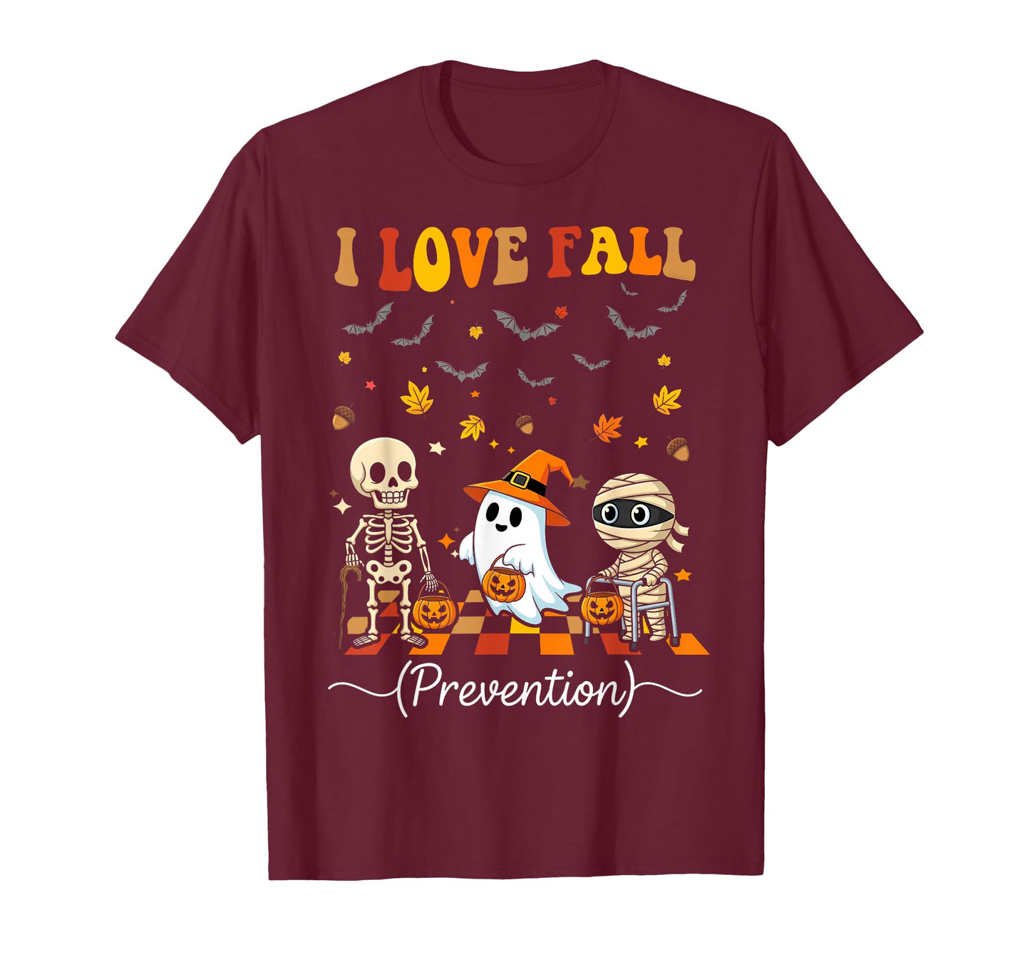 I Love Fall Prevention Physical Therapy Halloween Ghost T-Shirt