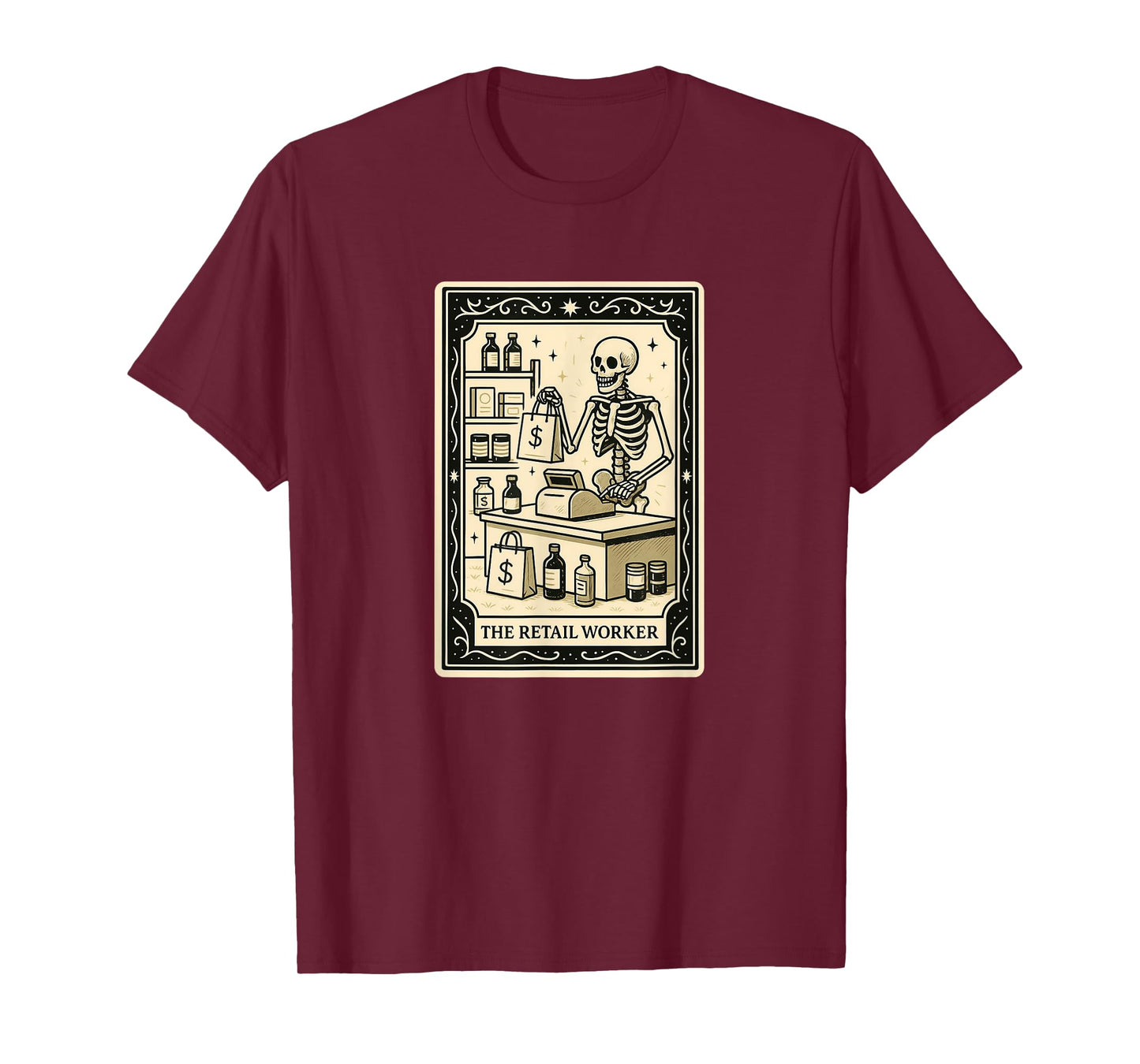 The Retail Worker Tarot Card Halloween Spooky Gothic Cashier T-Shirt