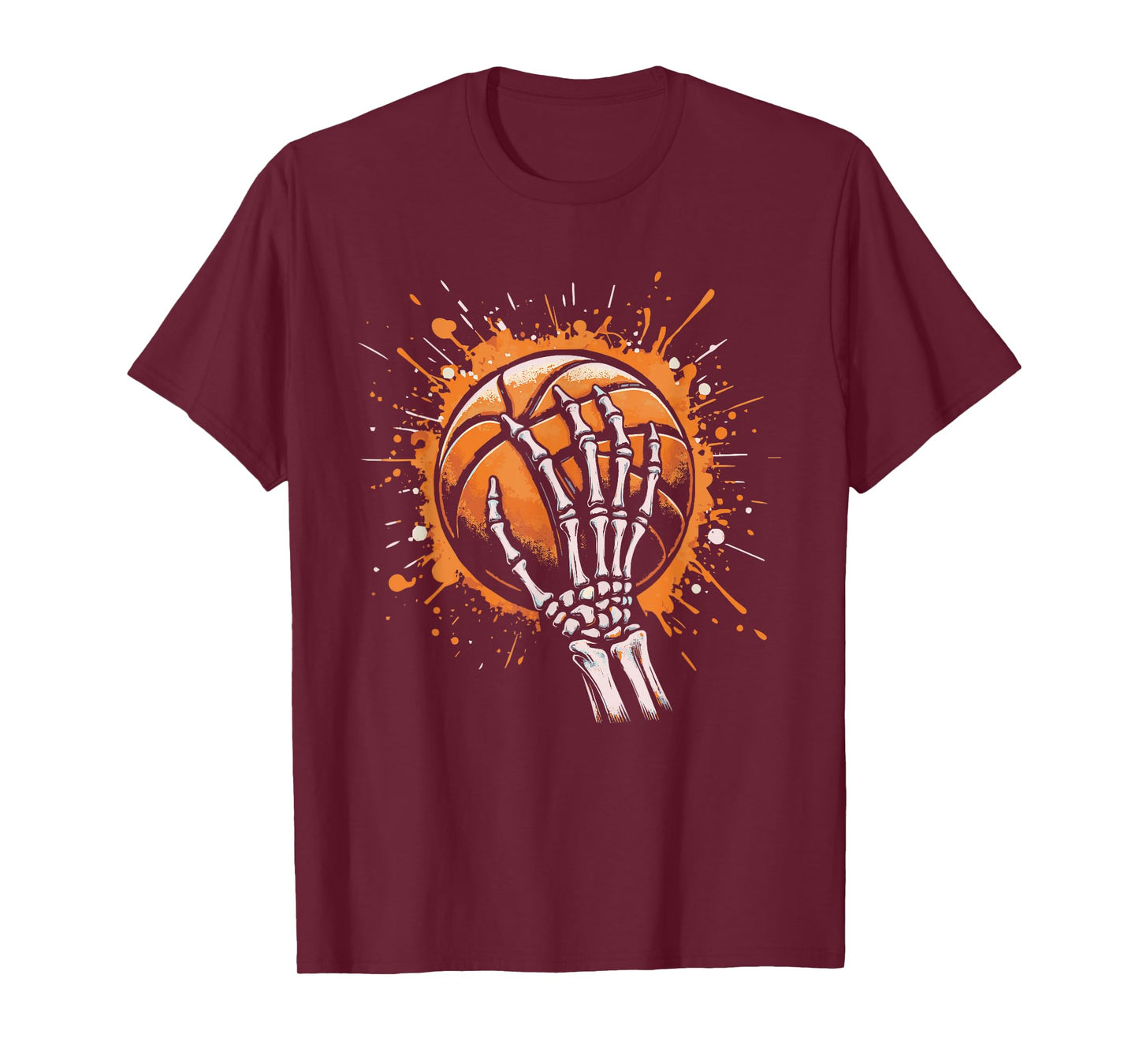 Skeleton Hand Holding Basketball Art T-Shirt