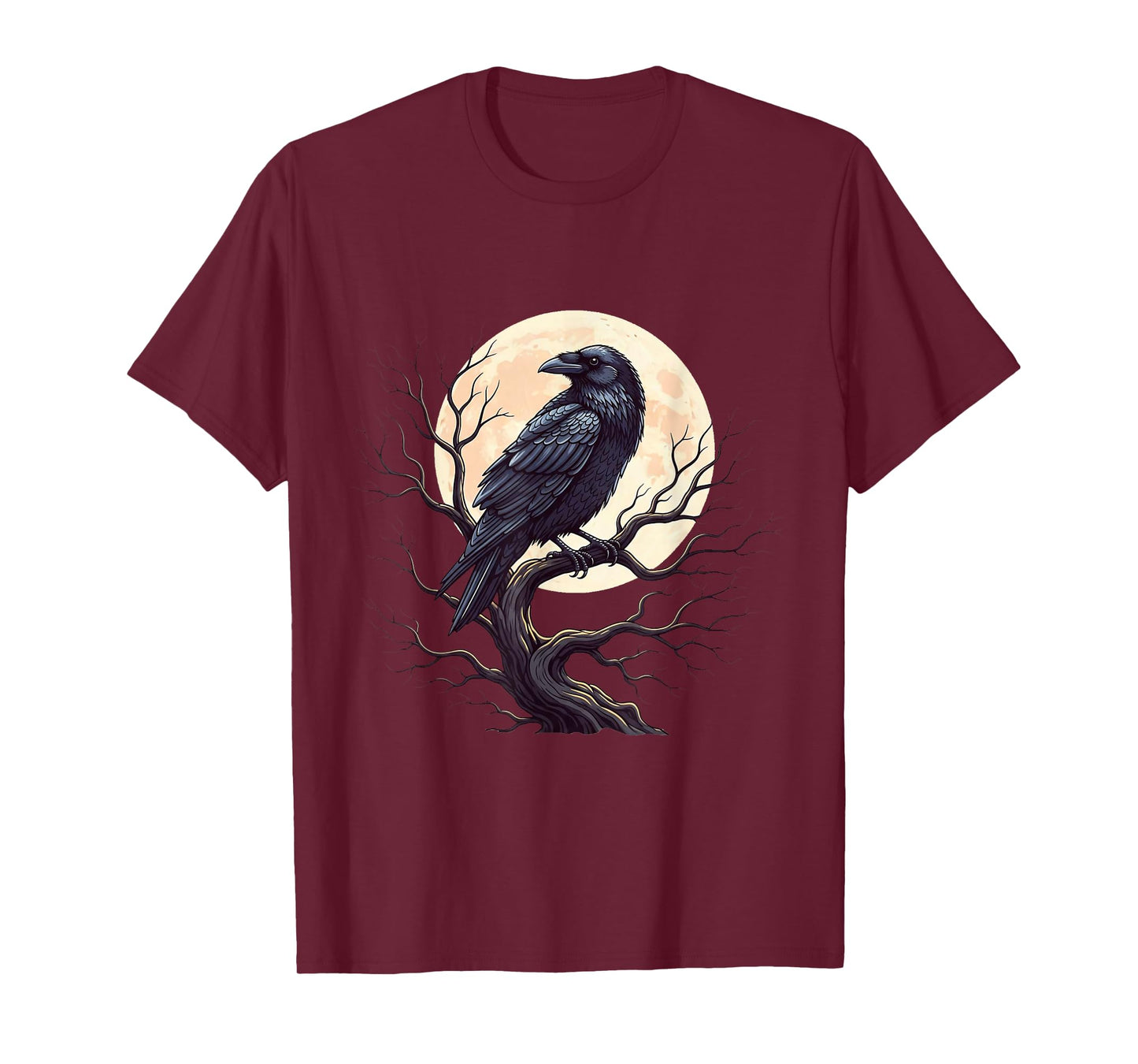 Raven Gothic Crow Moon Vintage Dark Bird Night Artwork T-Shirt