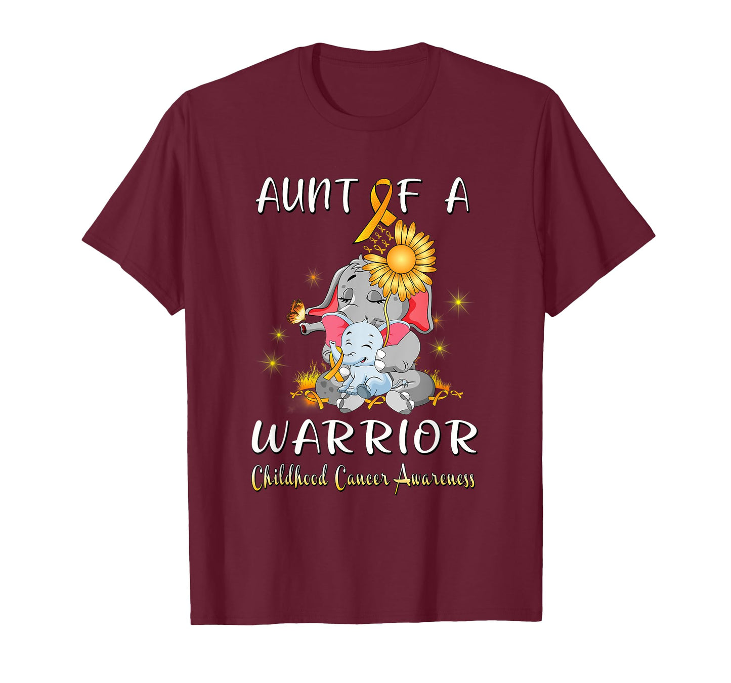 Aunt Of A Warrior Elephant Childhood Cancer Fighter Gift T-Shirt