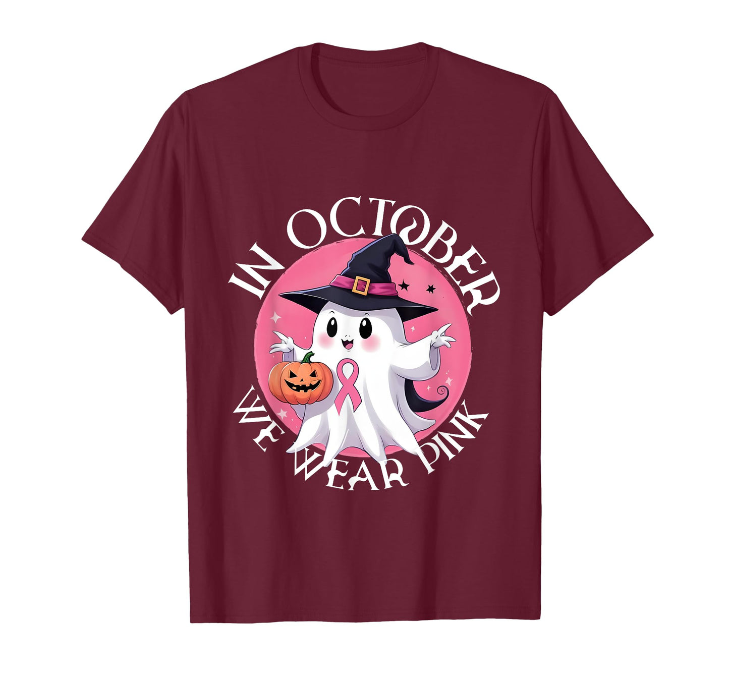 In October We Wear Pink Breast Cancer Halloween T-Shirt